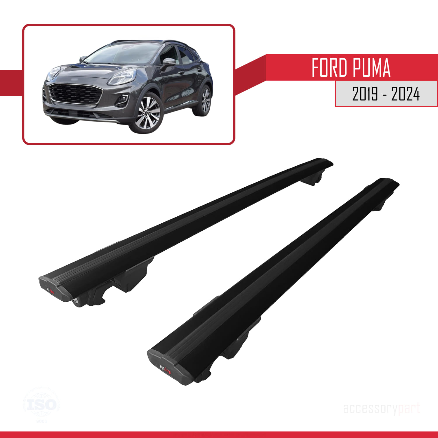 Ford Puma 2019-2024 Arası ile Uyumlu HOOK Model Ara Atkı Tavan Barı Siyah 2 Adet - Görsel 4