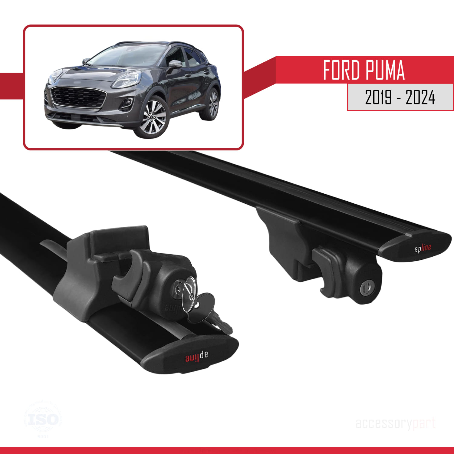 Ford Puma 2019-2024 Arası ile Uyumlu HOOK Model Ara Atkı Tavan Barı Siyah 2 Adet - Görsel 5