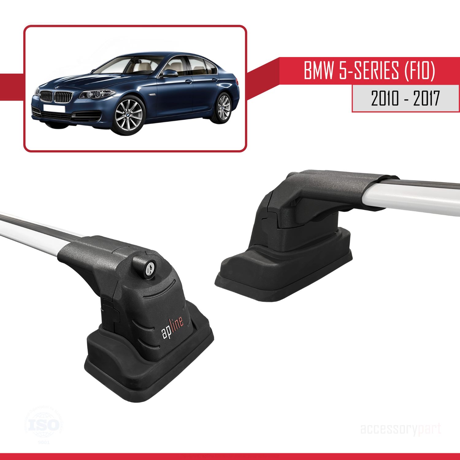 BMW 5 Serisi (F10) 2010-2017 Arası ile Uyumlu ACE-3 Ara Atkı Tavan Barı Gri 2 Adet - Görsel 3