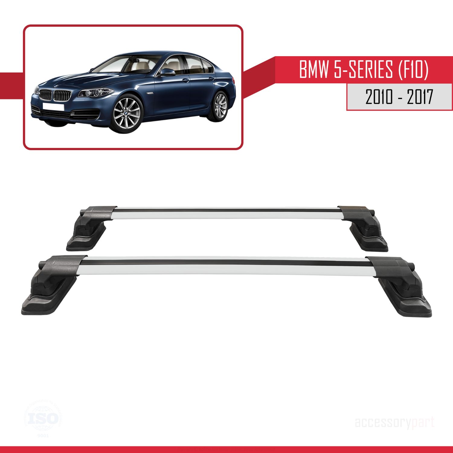 BMW 5 Serisi (F10) 2010-2017 Arası ile Uyumlu ACE-3 Ara Atkı Tavan Barı Gri 2 Adet - Görsel 4