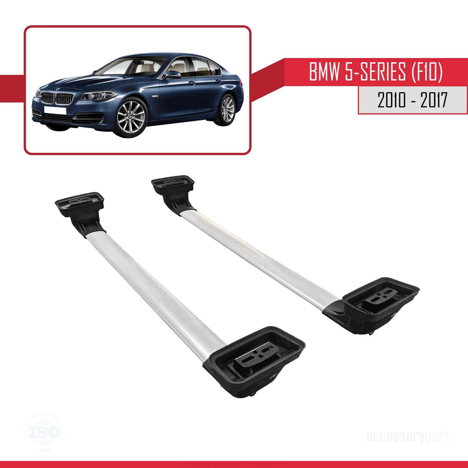 BMW 5 Serisi (F10) 2010-2017 Arası ile Uyumlu ACE-3 Ara Atkı Tavan Barı Gri 2 Adet - Görsel 5