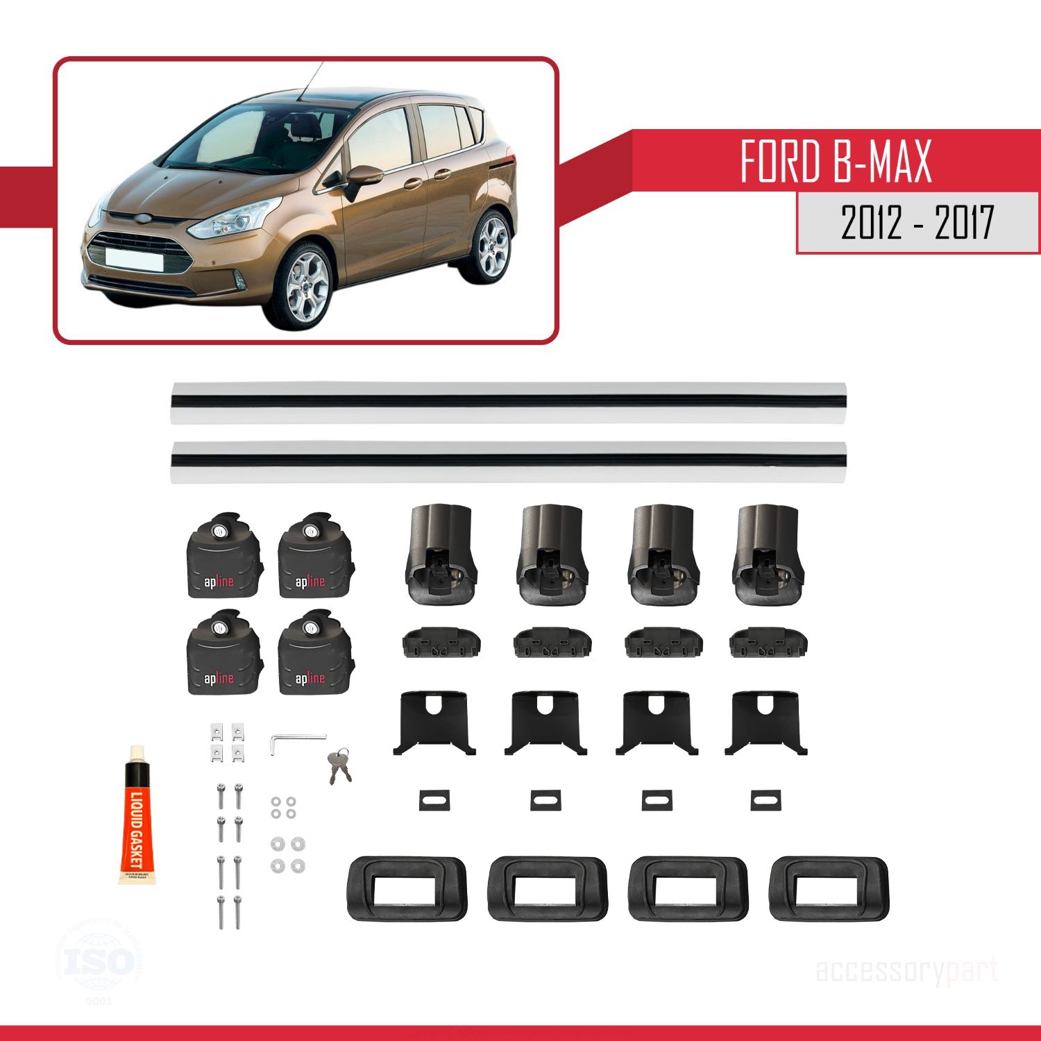 Ford B-Max (B232) 2012-2017 Arası ile Uyumlu ACE-3 Ara Atkı Tavan Barı Gri 2 Adet - Görsel 6