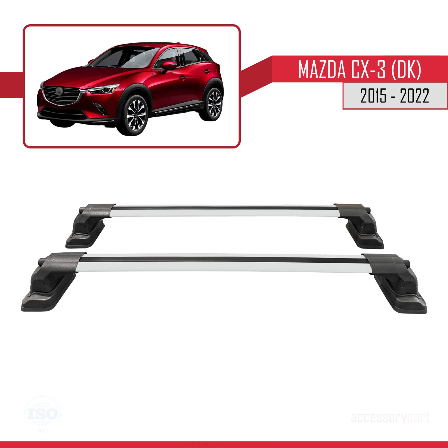 Mazda CX-3 (DK) 2015-2022 Arası ile Uyumlu ACE-3 Ara Atkı Tavan Barı Gri 2 Adet - Görsel 4