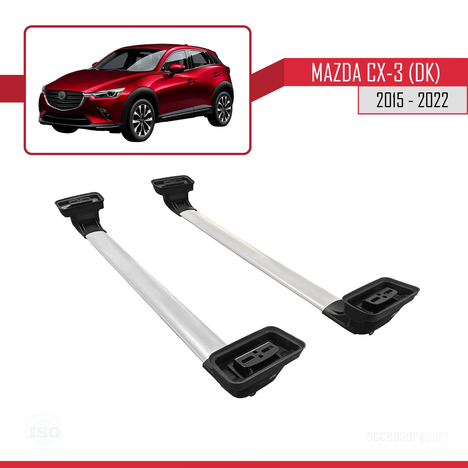 Mazda CX-3 (DK) 2015-2022 Arası ile Uyumlu ACE-3 Ara Atkı Tavan Barı Gri 2 Adet - Görsel 5
