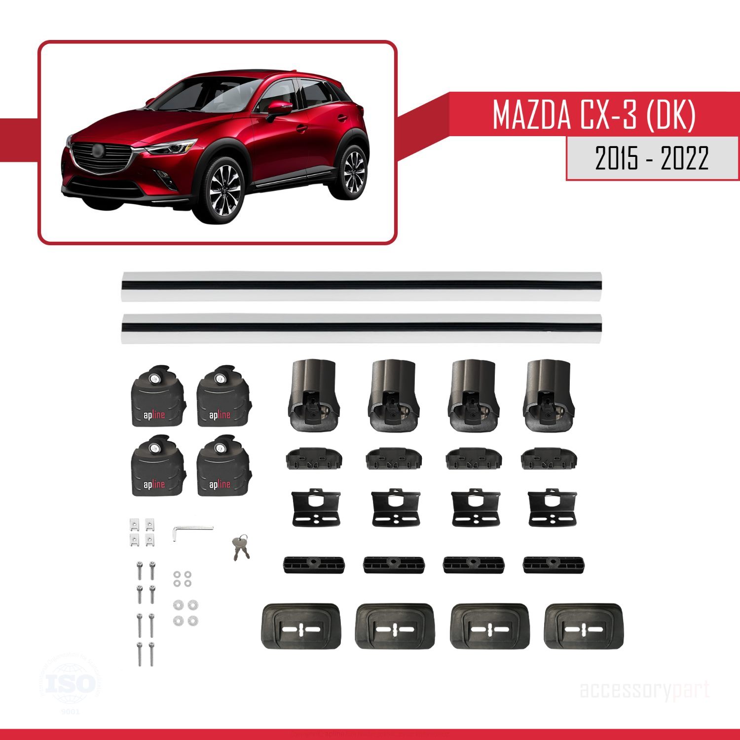 Mazda CX-3 (DK) 2015-2022 Arası ile Uyumlu ACE-3 Ara Atkı Tavan Barı Gri 2 Adet - Görsel 6