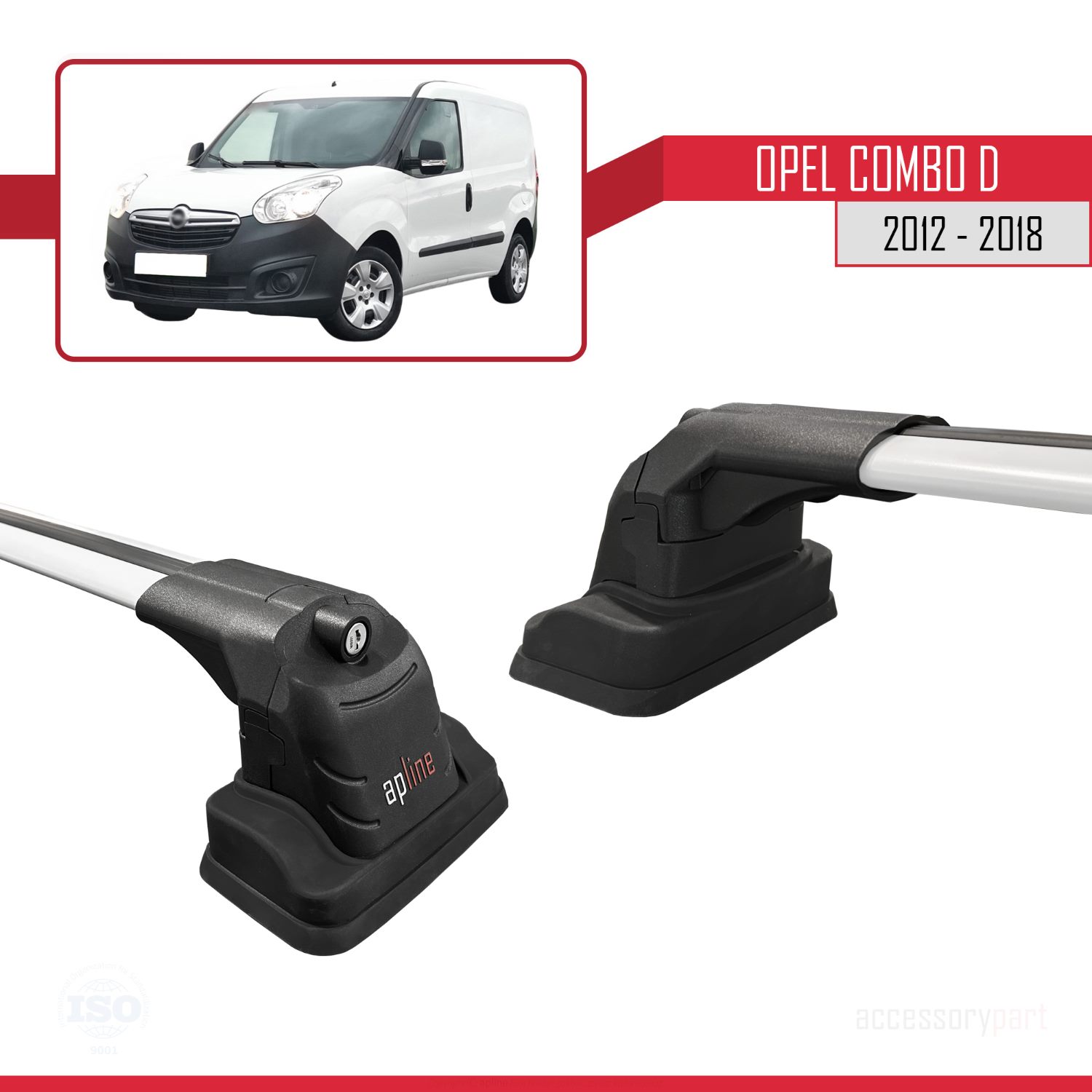 Opel Combo D 2012-2018 Arası ile Uyumlu ACE-3 Ara Atkı Tavan Barı Gri 2 Adet - Görsel 3