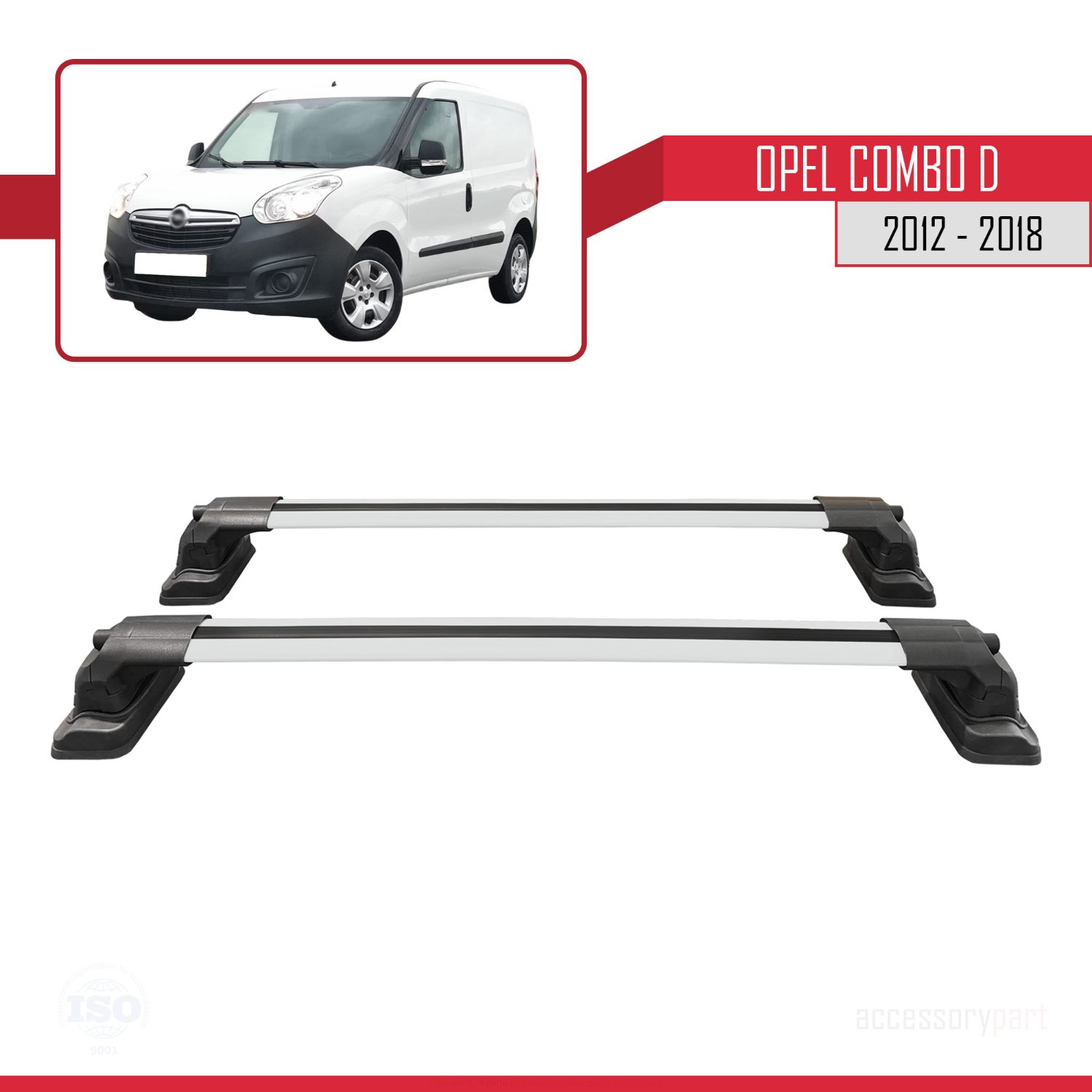 Opel Combo D 2012-2018 Arası ile Uyumlu ACE-3 Ara Atkı Tavan Barı Gri 2 Adet - Görsel 4