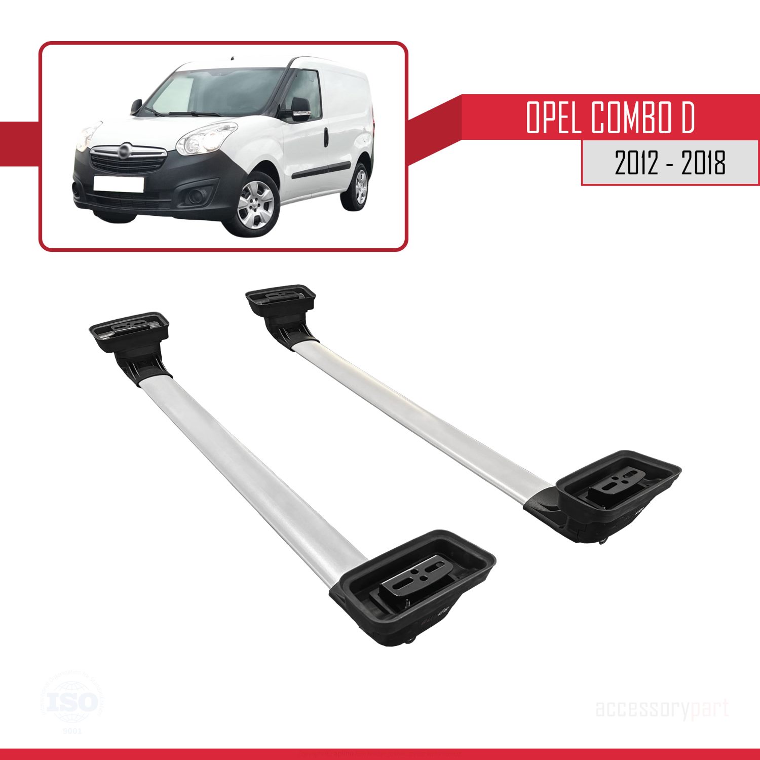 Opel Combo D 2012-2018 Arası ile Uyumlu ACE-3 Ara Atkı Tavan Barı Gri 2 Adet - Görsel 5