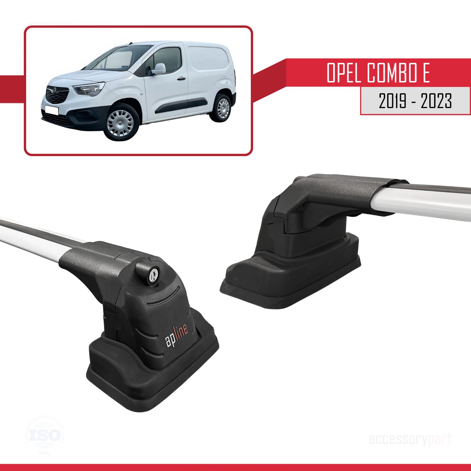 Opel Combo E 2019-2023 Arası ile Uyumlu ACE-3 Ara Atkı Tavan Barı Gri 2 Adet - Görsel 4