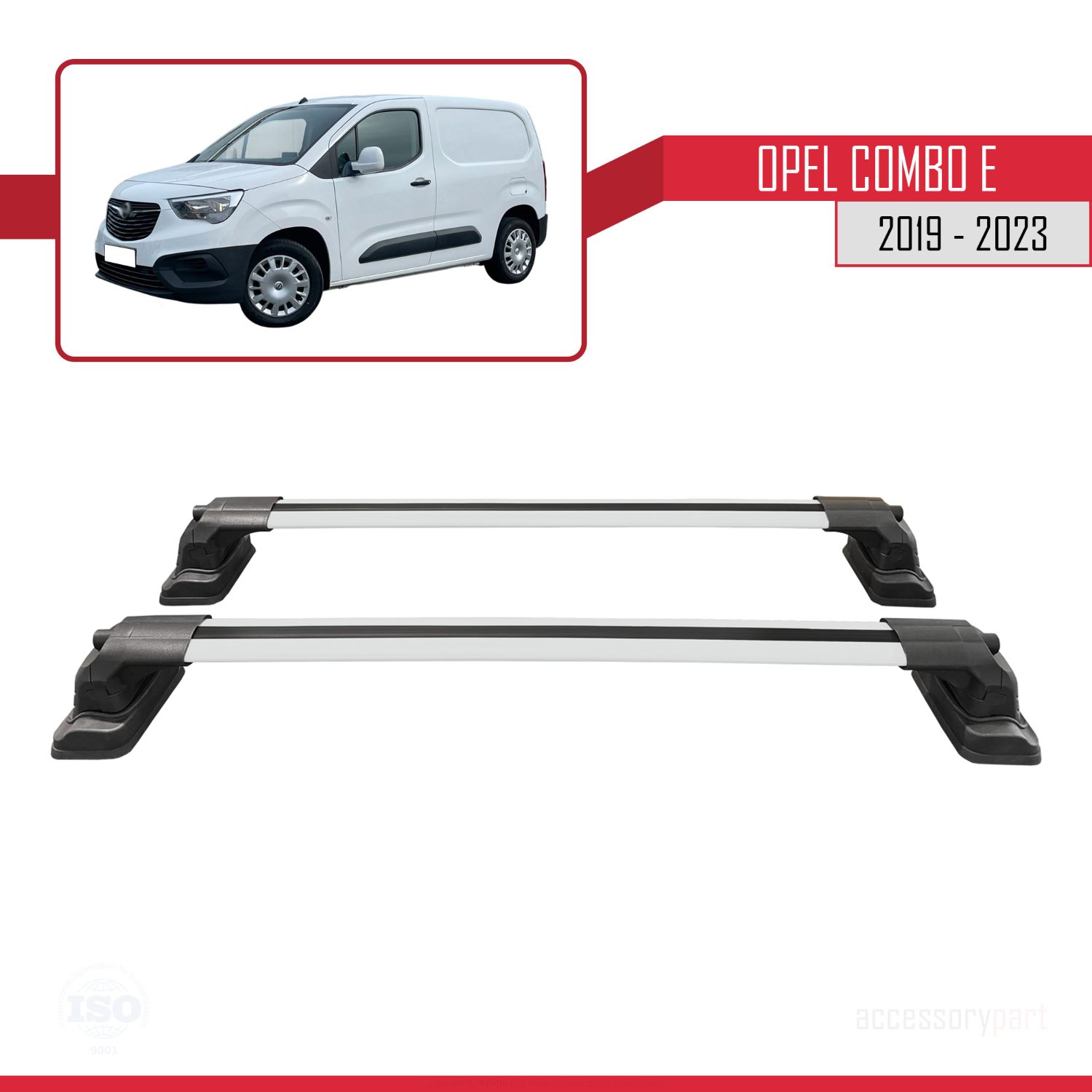 Opel Combo E 2019-2023 Arası ile Uyumlu ACE-3 Ara Atkı Tavan Barı Gri 2 Adet - Görsel 5