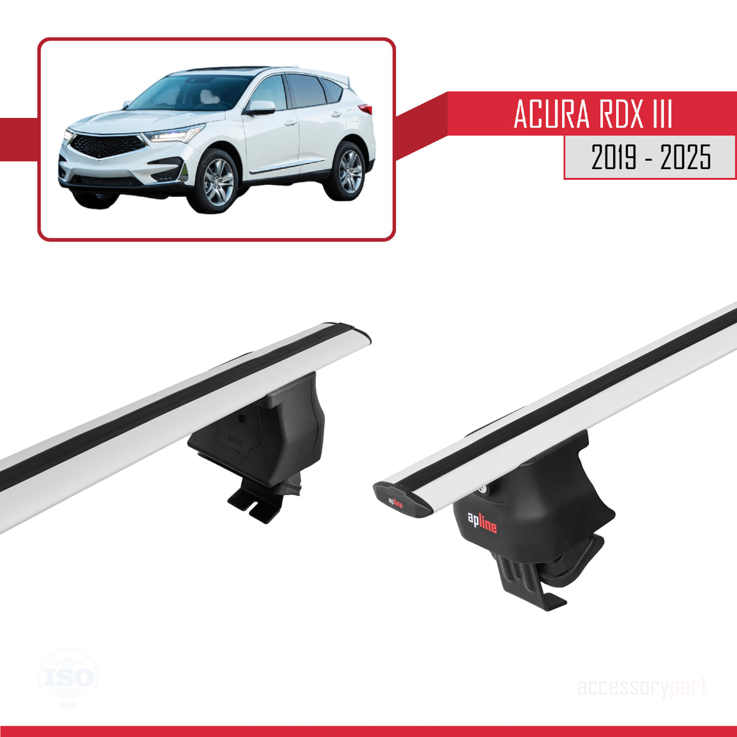 Acura RDX 3 (TC1/2) 2019 ve Sonrası ile Uyumlu ACE-4 Ara Atkı Tavan Barı Gri 2 Adet - Görsel 4