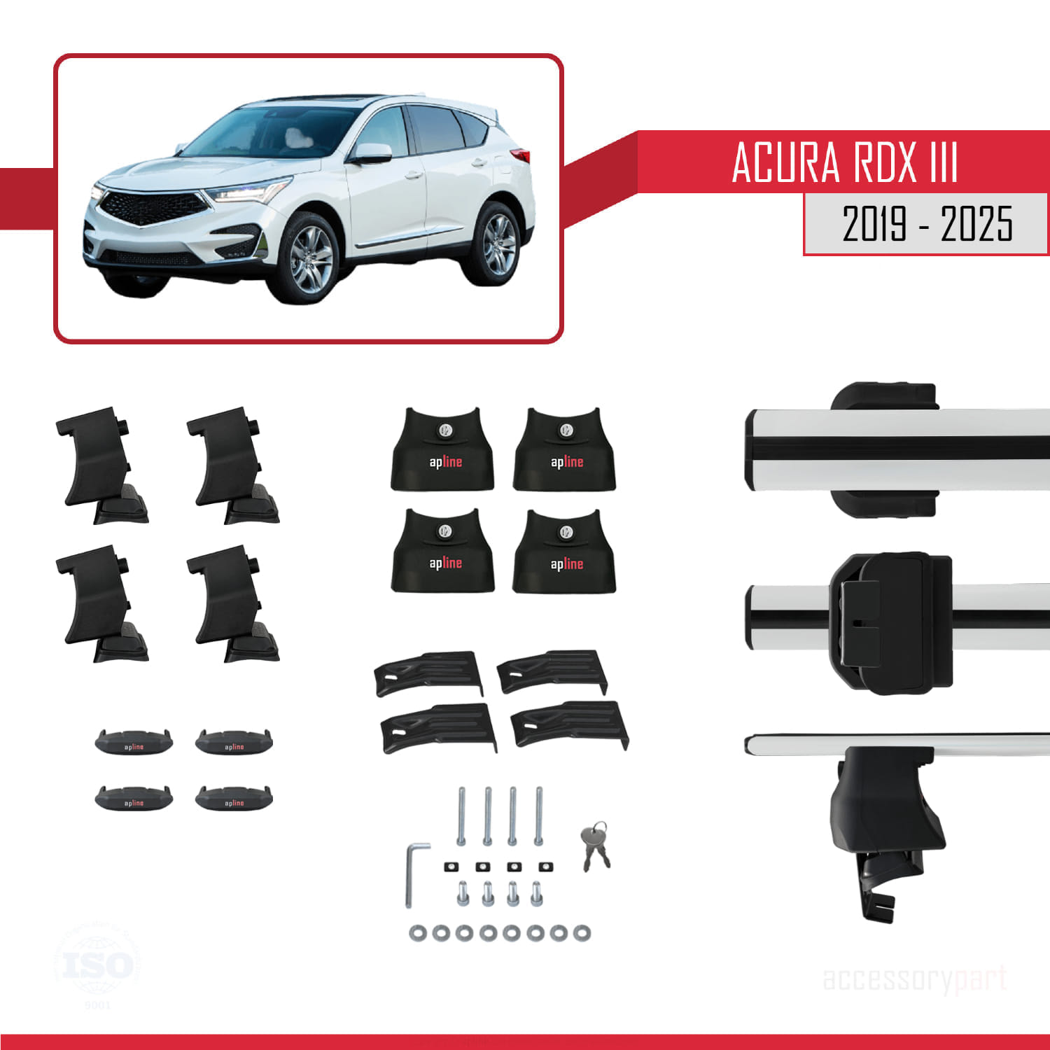 Acura RDX 3 (TC1/2) 2019 ve Sonrası ile Uyumlu ACE-4 Ara Atkı Tavan Barı Gri 2 Adet - Görsel 5