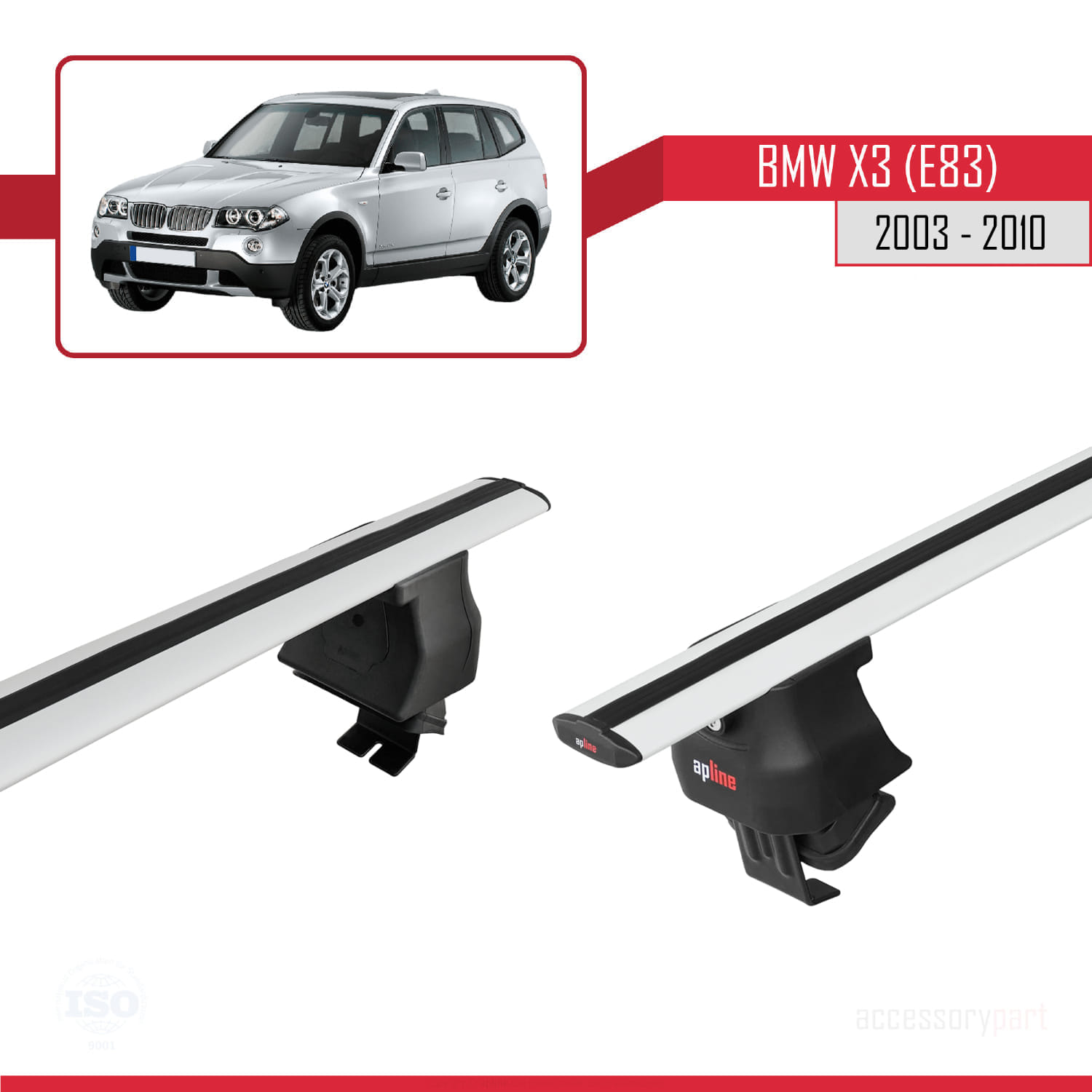 BMW X3 (E83) 2003-2010 Arası ile Uyumlu ACE-4 Ara Atkı Tavan Barı Gri 2 Adet - Görsel 4