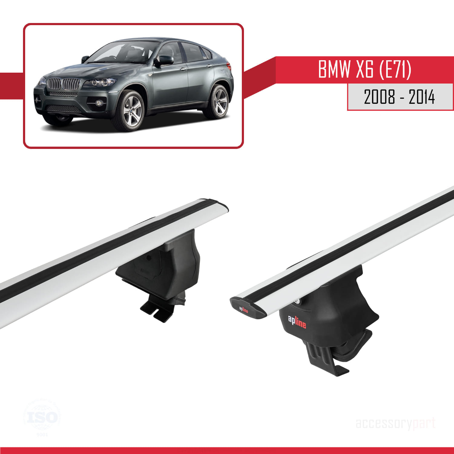 BMW X6 (E71) 2008-2014 Arası ile Uyumlu ACE-4 Ara Atkı Tavan Barı Gri 2 Adet - Görsel 4