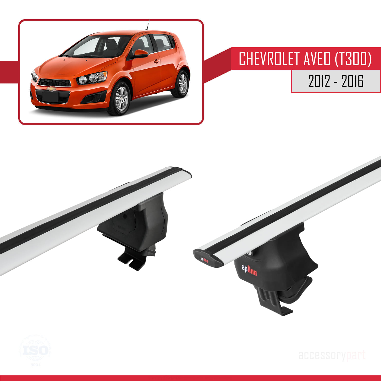 Chevrolet Aveo 2 (T300) HB Pre-Facelift 2012-2016 Arası ile Uyumlu ACE-4 Ara Atkı Tavan Barı Gri 2 Adet - Görsel 4