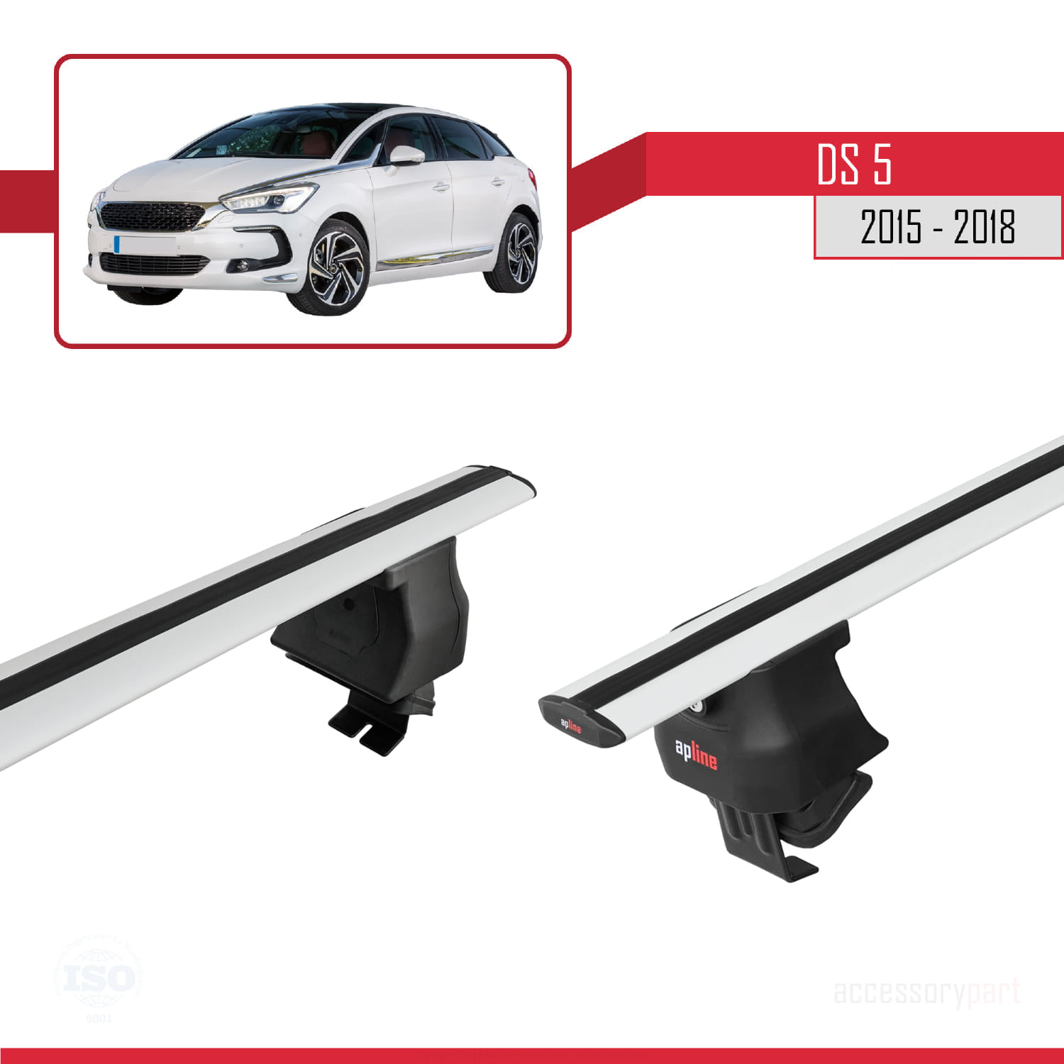 DS 5 2015-2018 Arası ile Uyumlu ACE-4 Ara Atkı Tavan Barı Gri 2 Adet - Görsel 4
