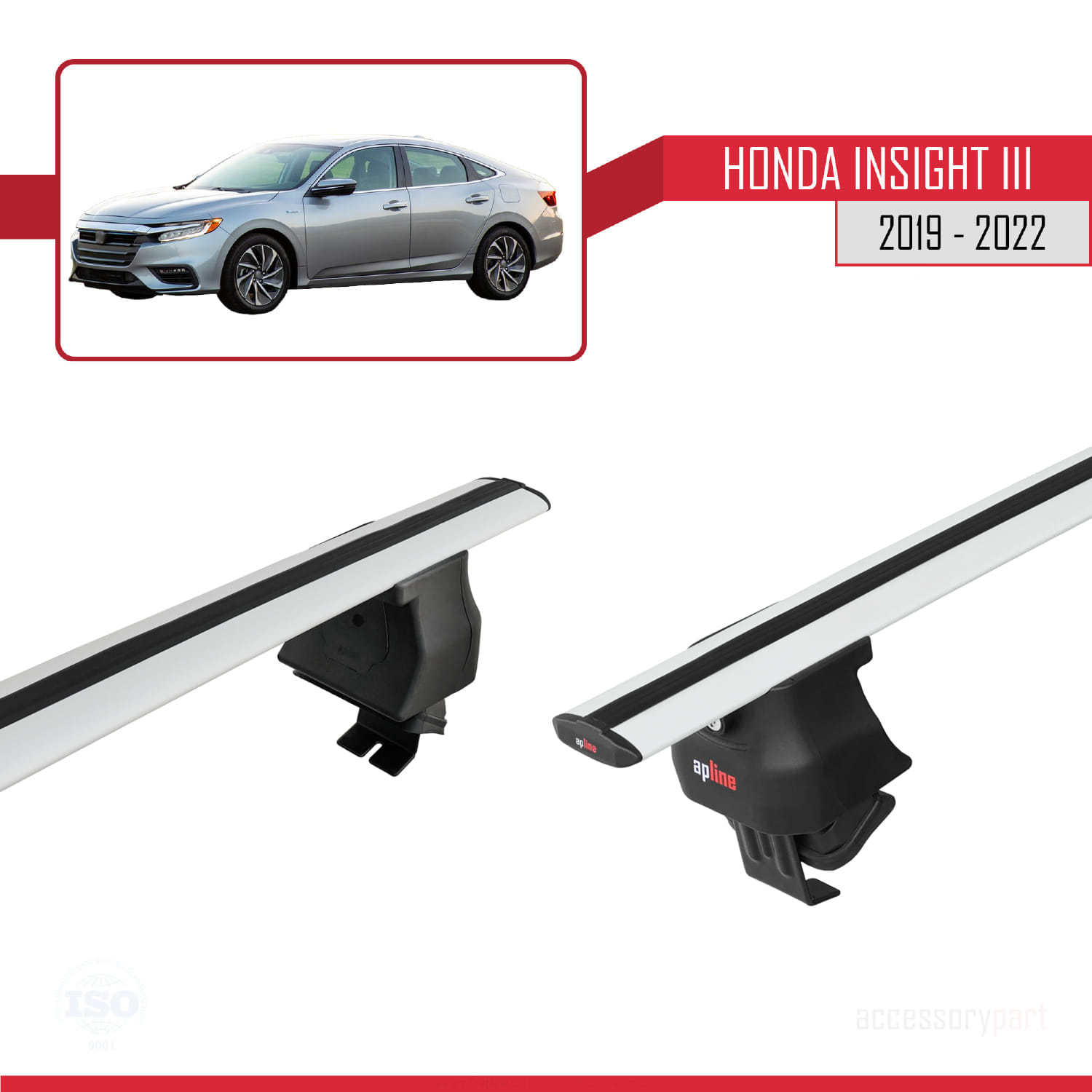 Honda Insight 3 (ZE4) 2019-2022 Arası ile Uyumlu ACE-4 Ara Atkı Tavan Barı Gri 2 Adet - Görsel 4