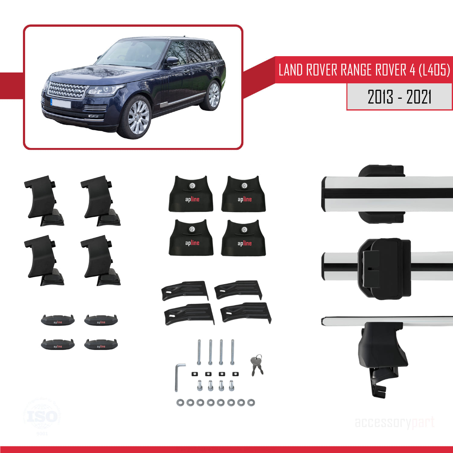 Land Rover Range Rover 4 (L405) 2013-2021 Arası ile Uyumlu ACE-4 Ara Atkı Tavan Barı Gri 2 Adet - Görsel 5