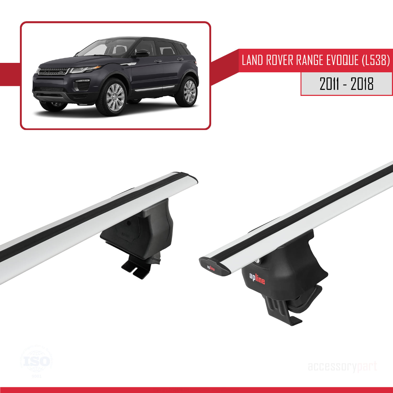 Land Rover Range Rover Evoque (L538) 2011-2018 Arası ile Uyumlu ACE-4 Ara Atkı Tavan Barı Gri 2 Adet - Görsel 4