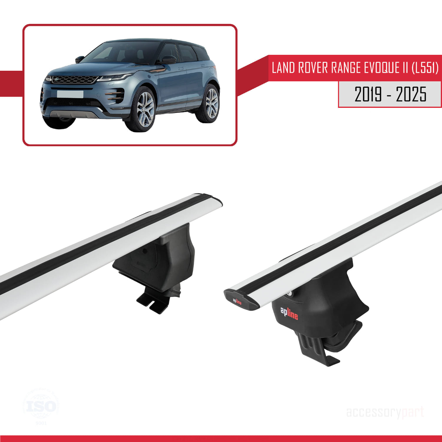 Land Rover Range Rover Evoque 2 (L551) 2019 ve Sonrası ile Uyumlu ACE-4 Ara Atkı Tavan Barı Gri 2 Adet - Görsel 4