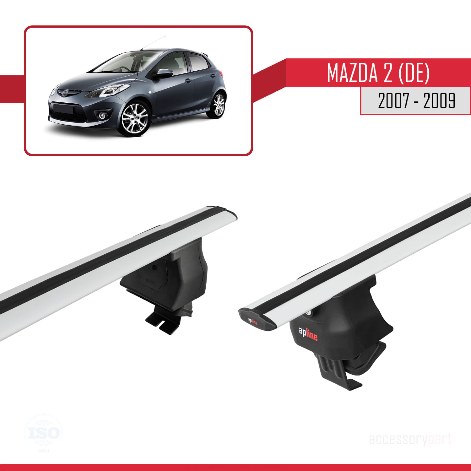 Mazda 2 (DE) HB 2007-2009 Arası ile Uyumlu ACE-4 Ara Atkı Tavan Barı Gri 2 Adet - Görsel 4