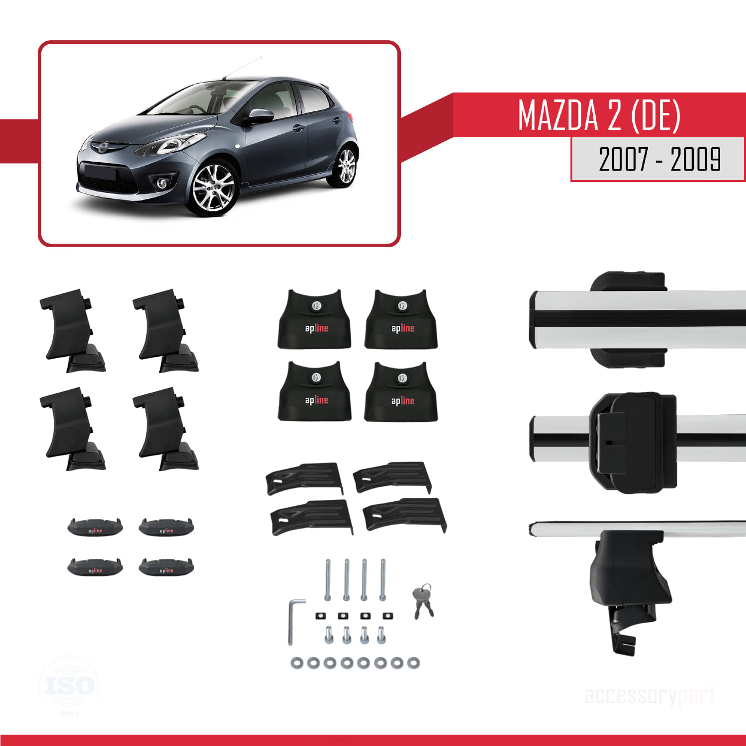 Mazda 2 (DE) HB 2007-2009 Arası ile Uyumlu ACE-4 Ara Atkı Tavan Barı Gri 2 Adet - Görsel 5