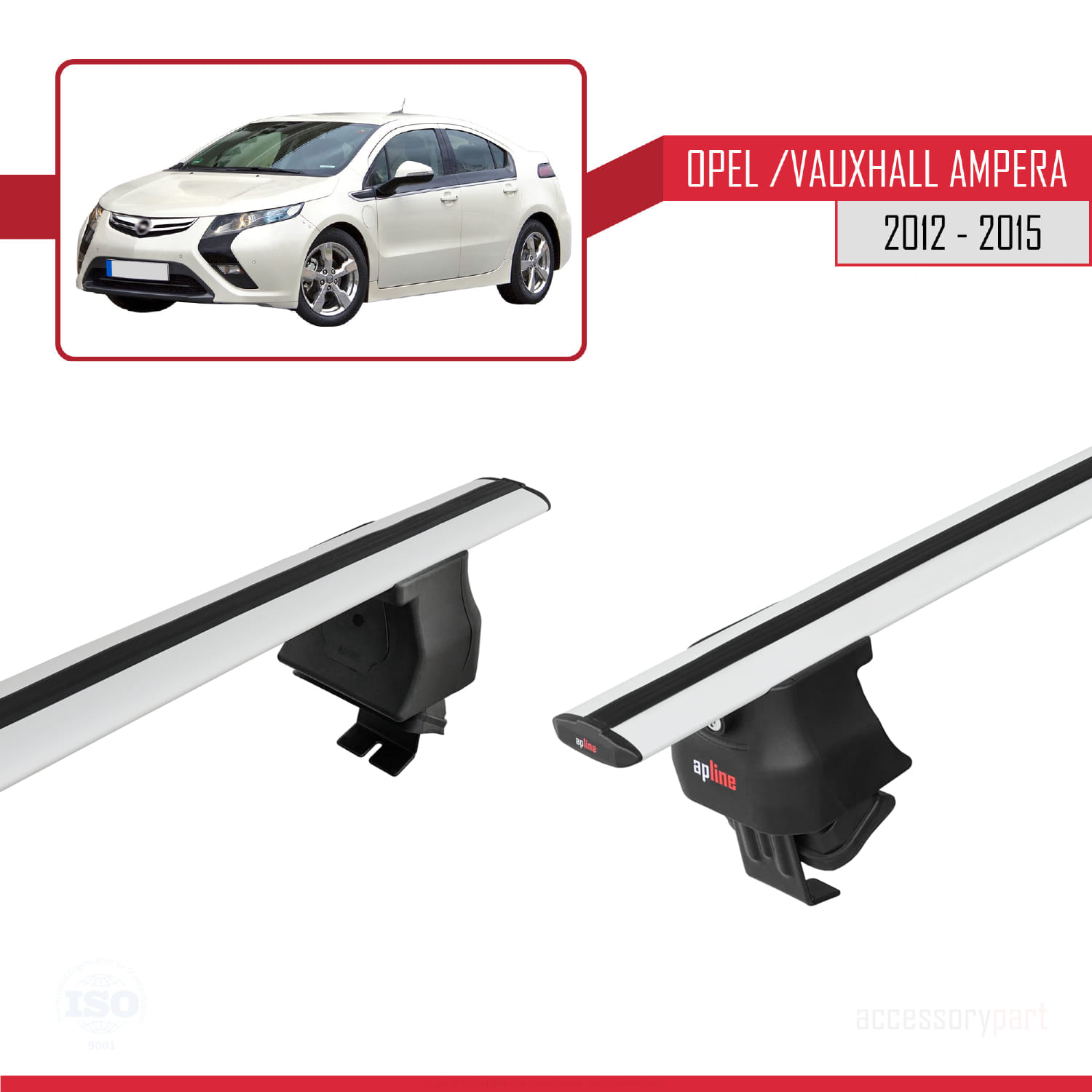 Opel/Vauxhall Ampera 2012-2015 Arası ile Uyumlu ACE-4 Ara Atkı Tavan Barı Gri 2 Adet - Görsel 4