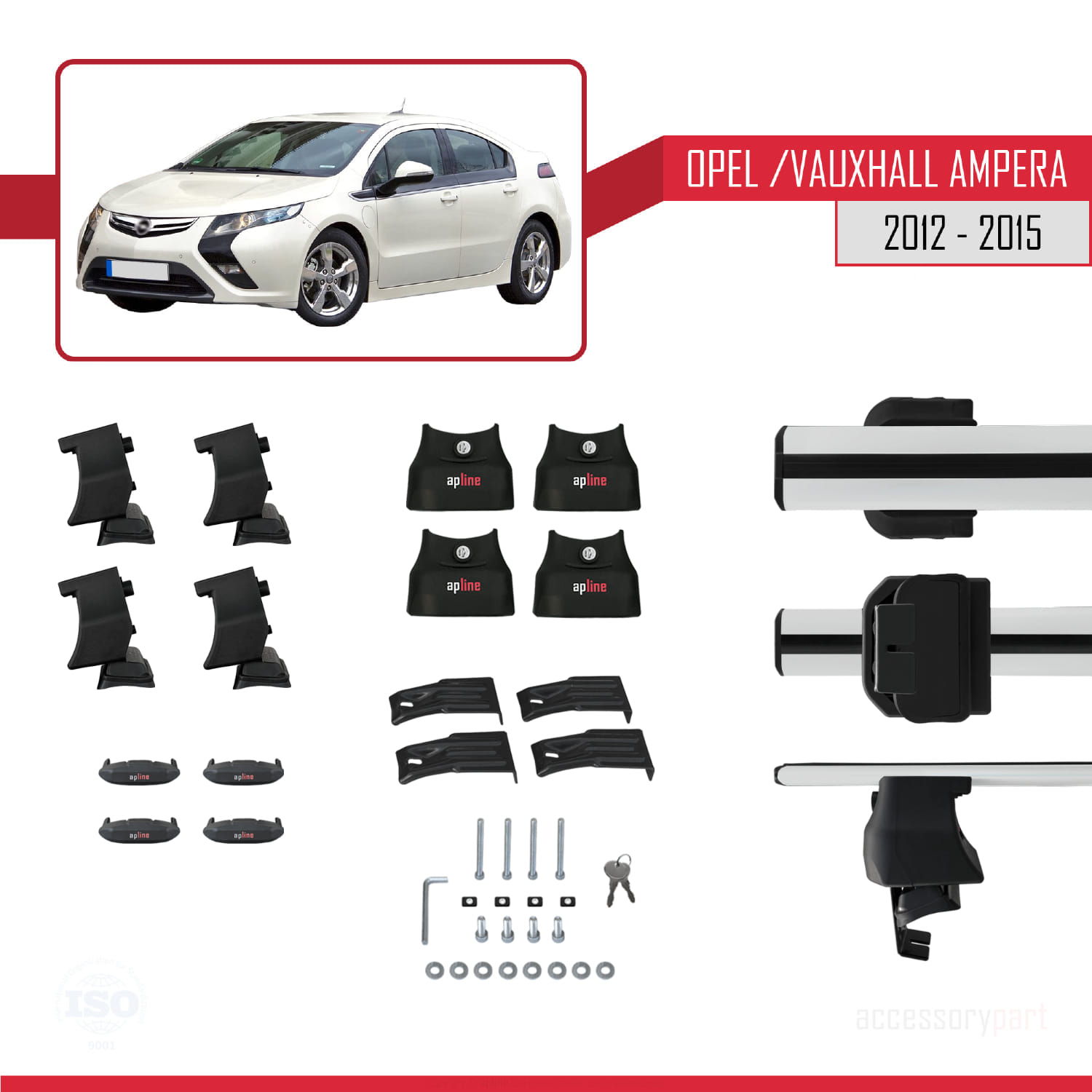 Opel/Vauxhall Ampera 2012-2015 Arası ile Uyumlu ACE-4 Ara Atkı Tavan Barı Gri 2 Adet - Görsel 5