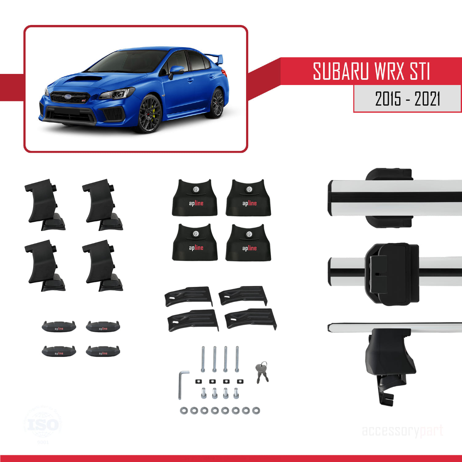 Subaru WRX STI (VA) 2015-2021 Arası ile Uyumlu ACE-4 Ara Atkı Tavan Barı Gri 2 Adet - Görsel 5