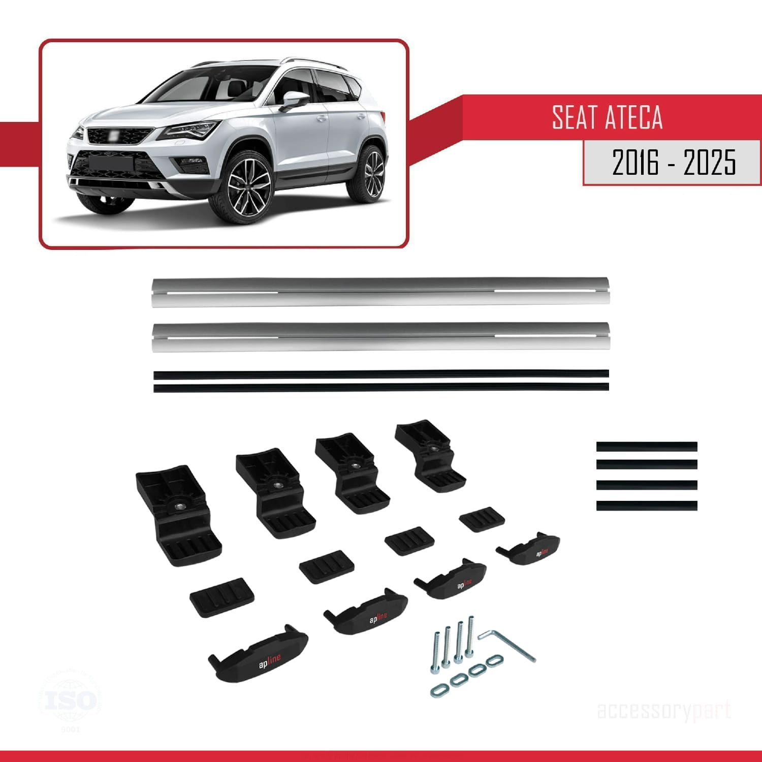 Seat Ateca (KH7) 2016 ve Sonrası ile Uyumlu BASIC Model Ara Atkı Tavan Barı Gri 2 Adet - Görsel 6