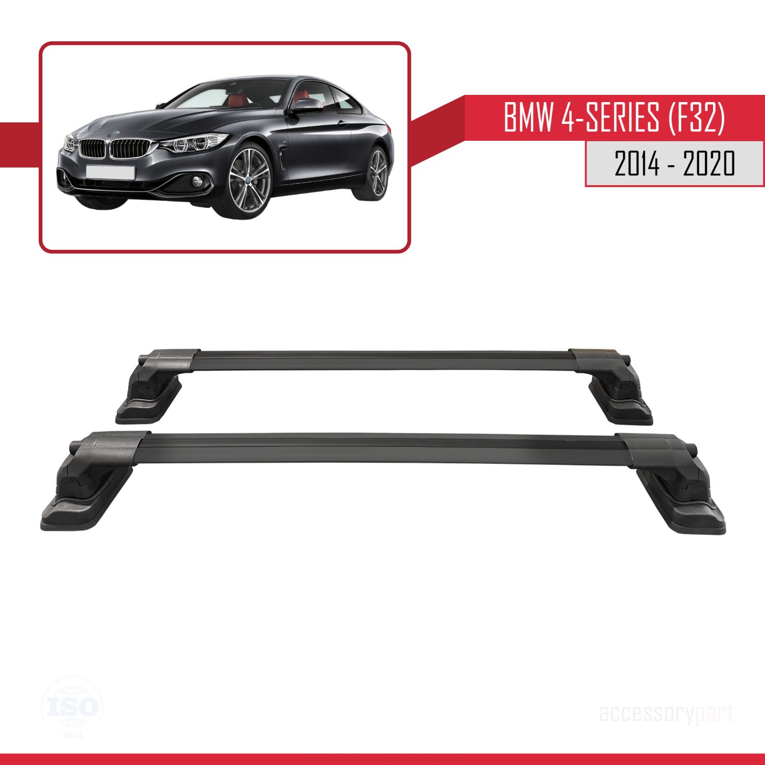 BMW 4 Serisi (F32) 2014-2020 Arası ile Uyumlu ACE-3 Ara Atkı Tavan Barı Siyah 2 Adet - Görsel 4