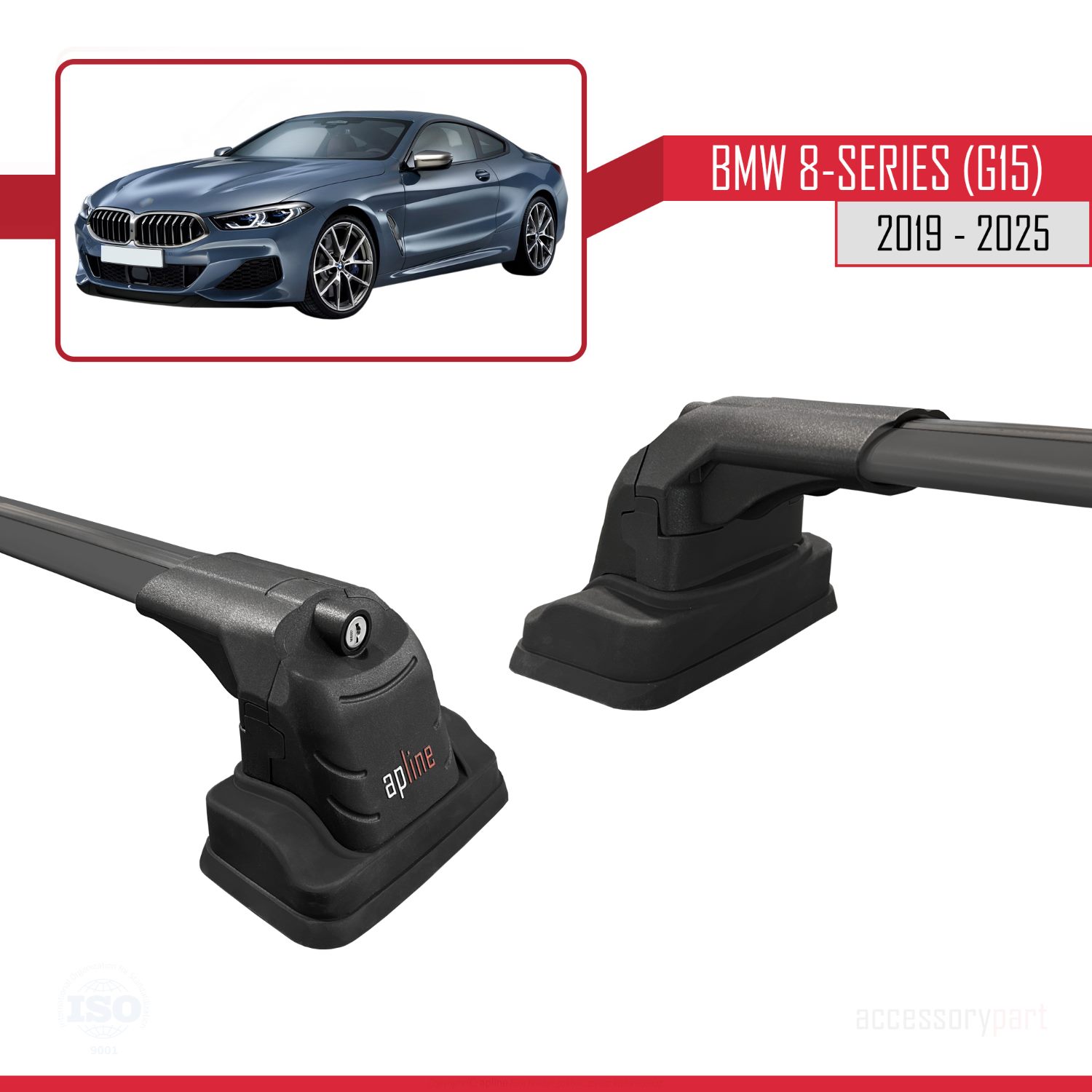 BMW 8 Serisi (G15) 2019-2025 Arası ile Uyumlu ACE-3 Ara Atkı Tavan Barı Siyah 2 Adet - Görsel 3
