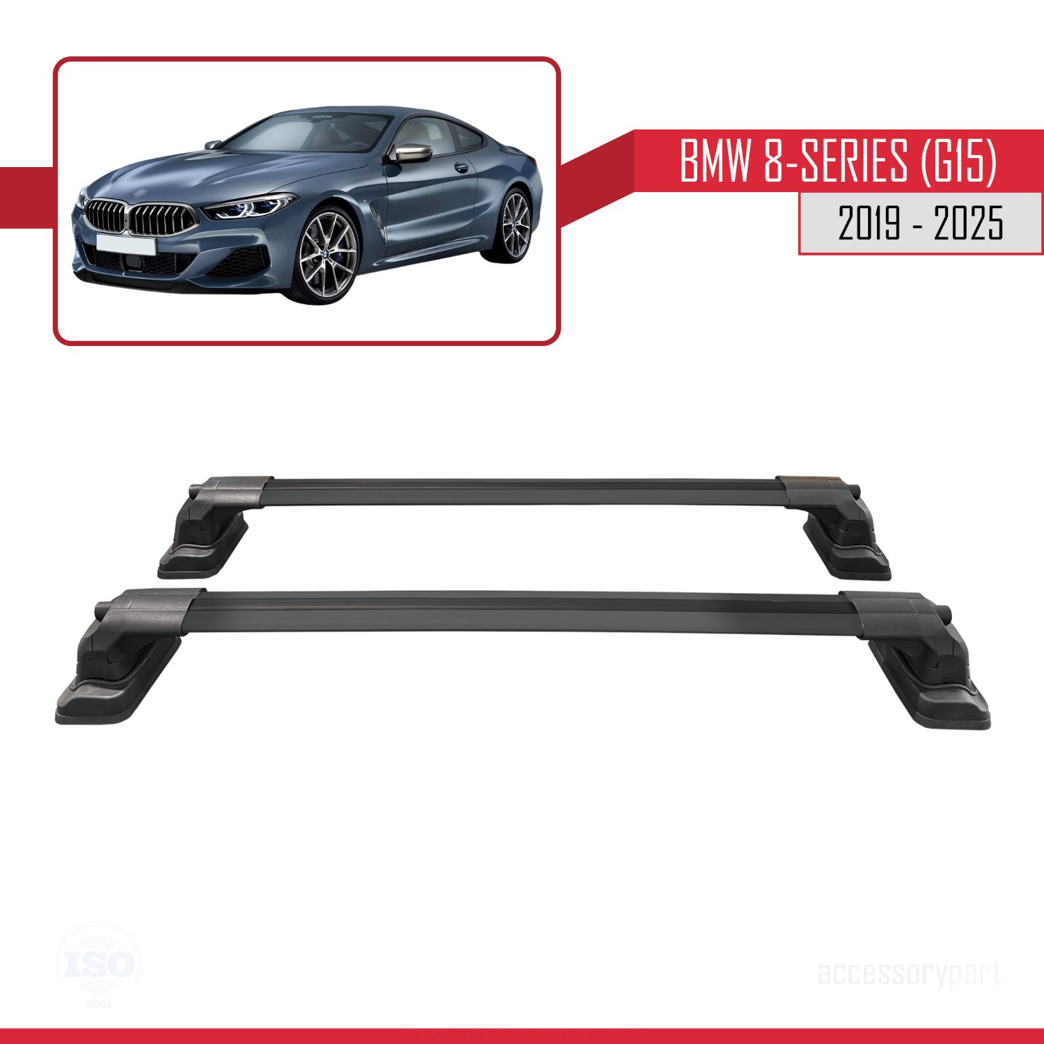 BMW 8 Serisi (G15) 2019-2025 Arası ile Uyumlu ACE-3 Ara Atkı Tavan Barı Siyah 2 Adet - Görsel 4