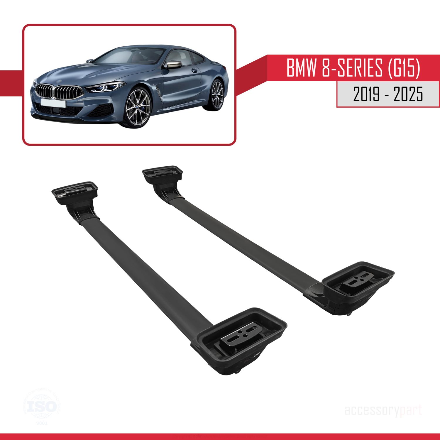 BMW 8 Serisi (G15) 2019-2025 Arası ile Uyumlu ACE-3 Ara Atkı Tavan Barı Siyah 2 Adet - Görsel 5