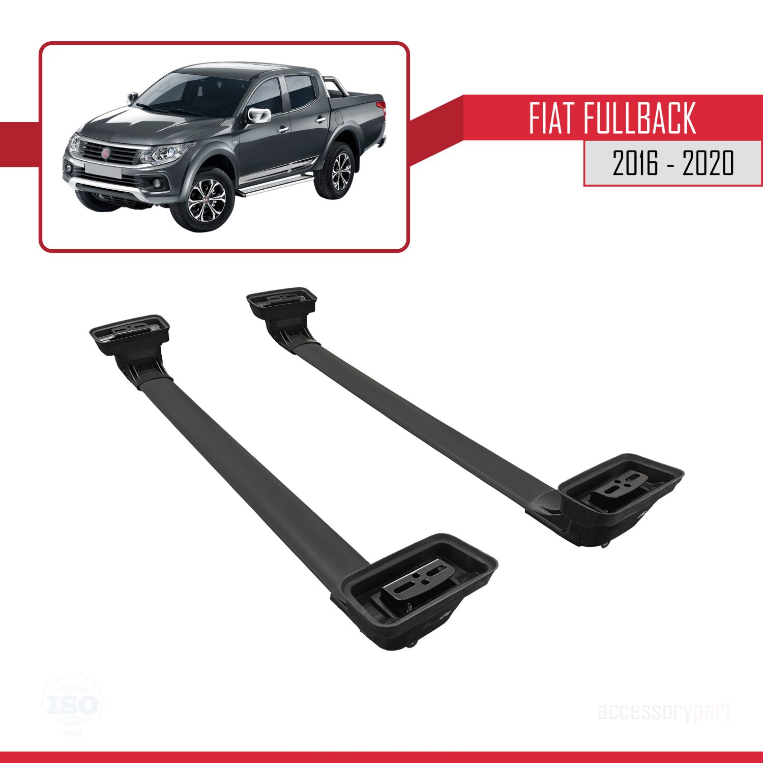 Fiat Fullback 2016-2020 Arası ile Uyumlu ACE-3 Ara Atkı Tavan Barı Siyah 2 Adet - Görsel 5