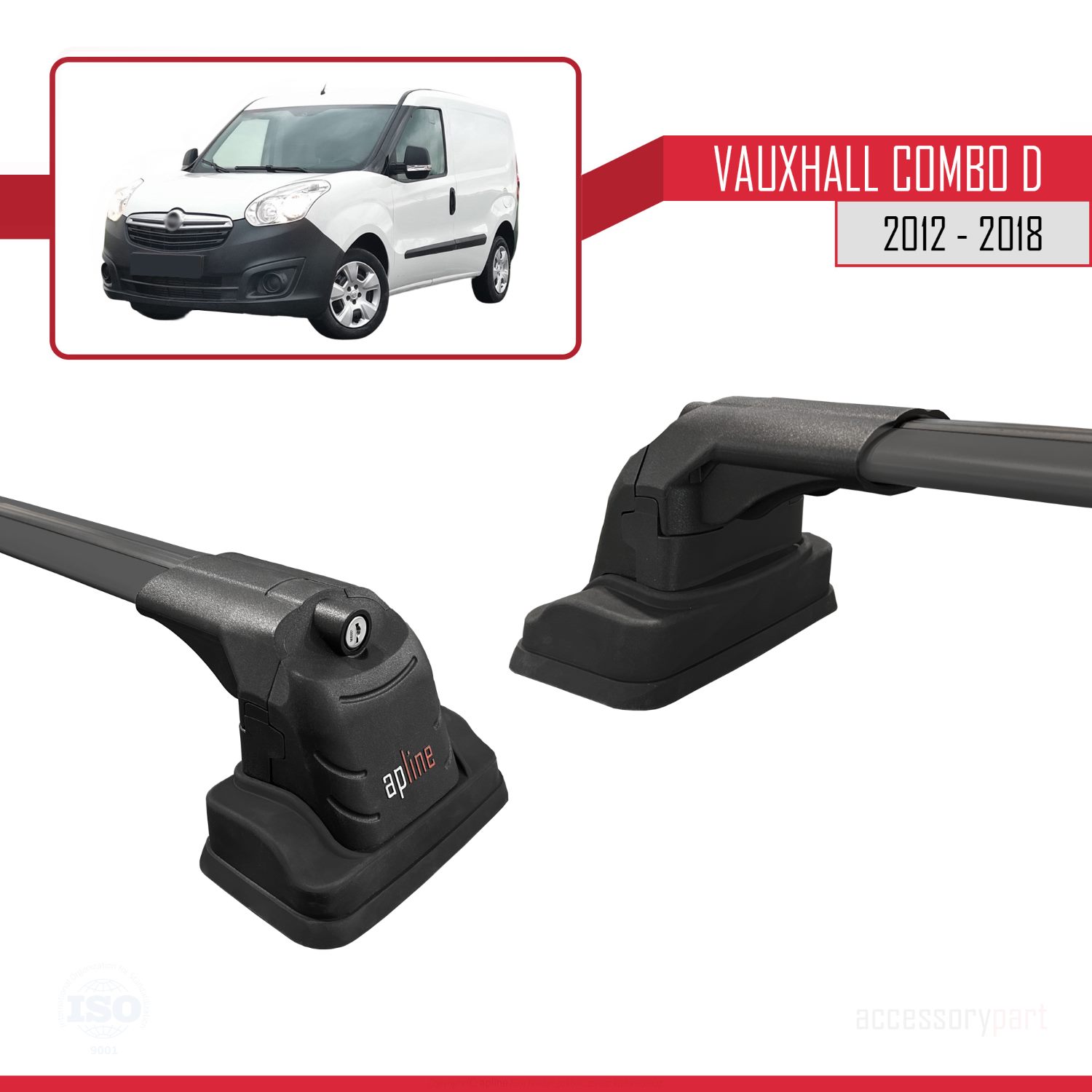 Vauxhall Combo D 2012-2018 Arası ile Uyumlu ACE-3 Ara Atkı Tavan Barı Siyah 2 Adet - Görsel 3