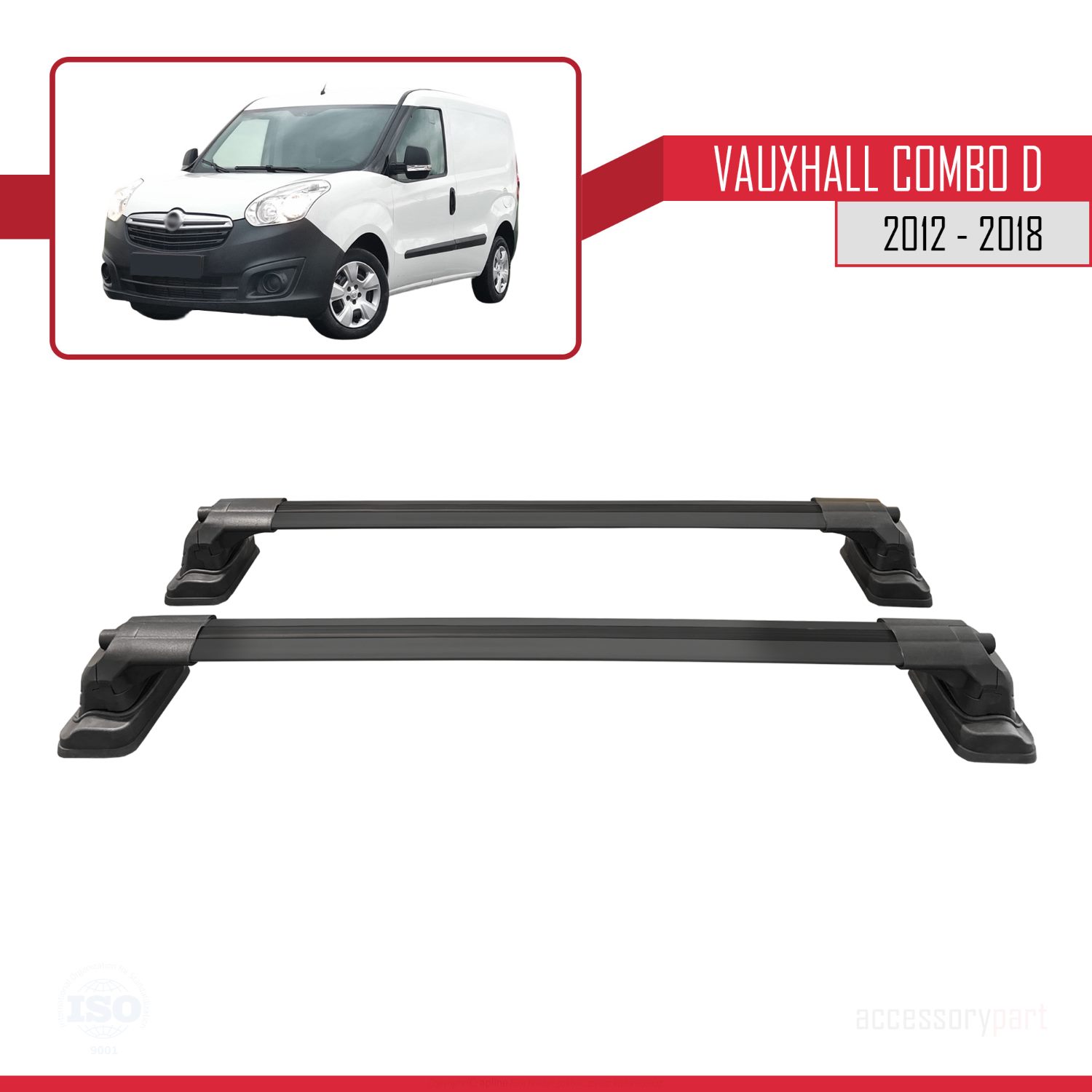 Vauxhall Combo D 2012-2018 Arası ile Uyumlu ACE-3 Ara Atkı Tavan Barı Siyah 2 Adet - Görsel 4