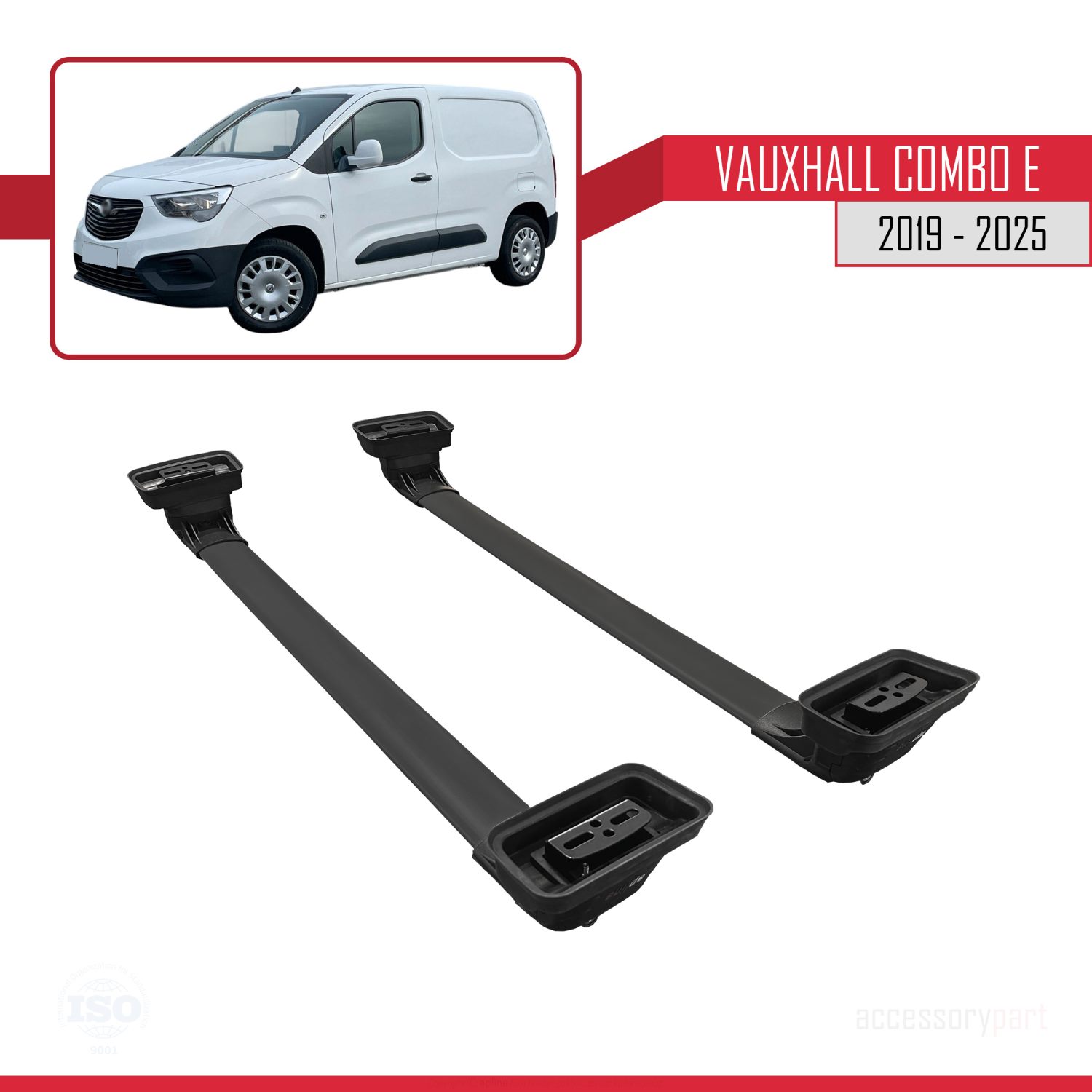 Vauxhall Combo E 2019-2025 Arası ile Uyumlu ACE-3 Ara Atkı Tavan Barı Siyah 2 Adet - Görsel 5