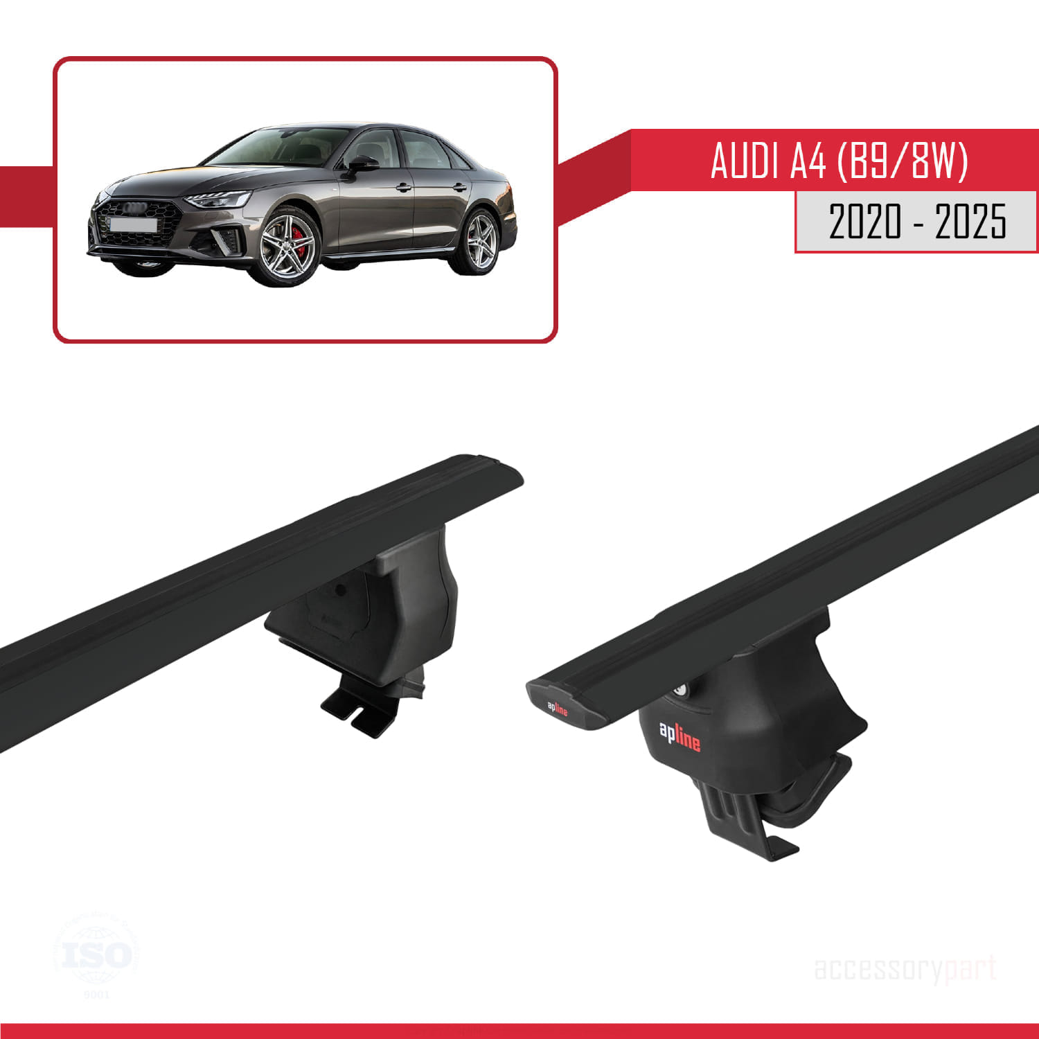 A4 (B9) Post-Facelift 2020 ve Sonrası ile Uyumlu ACE-4 Ara Atkı Tavan Barı Siyah 2 Adet - Görsel 4