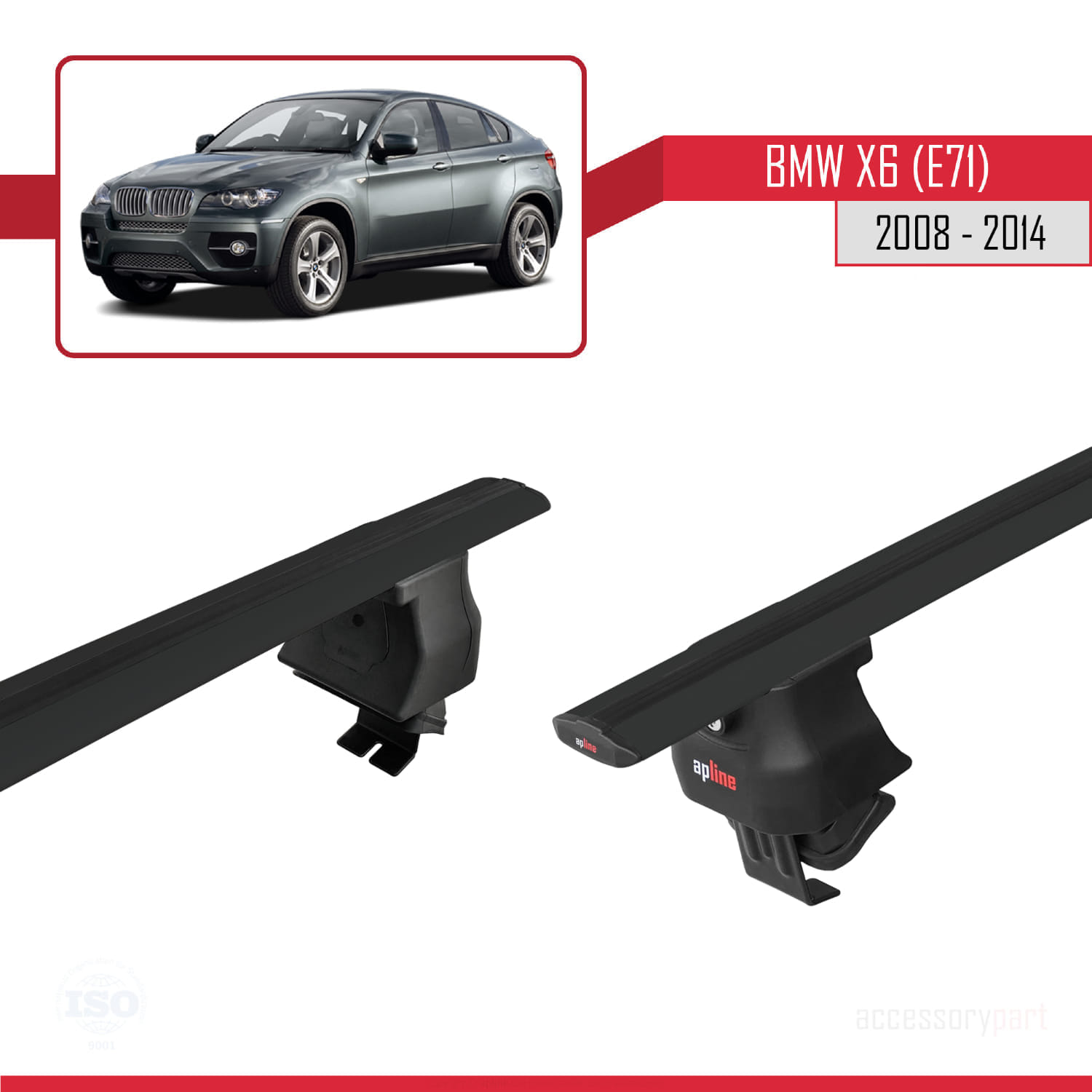 BMW X6 (E71) 2008-2014 Arası ile Uyumlu ACE-4 Ara Atkı Tavan Barı Siyah 2 Adet - Görsel 4