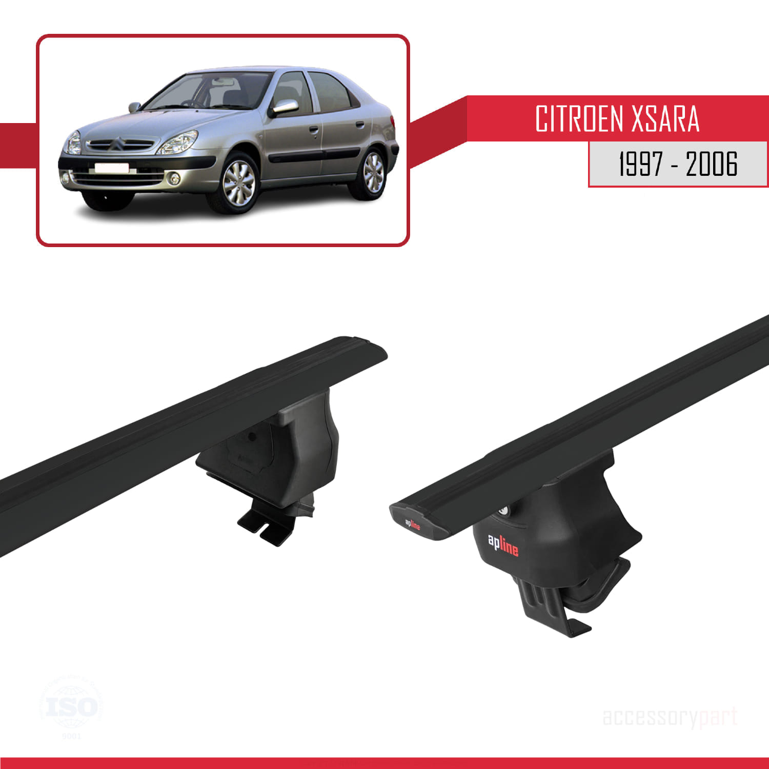 Citroen Xsara 1997-2006 Arası ile Uyumlu ACE-4 Ara Atkı Tavan Barı Siyah 2 Adet - Görsel 4