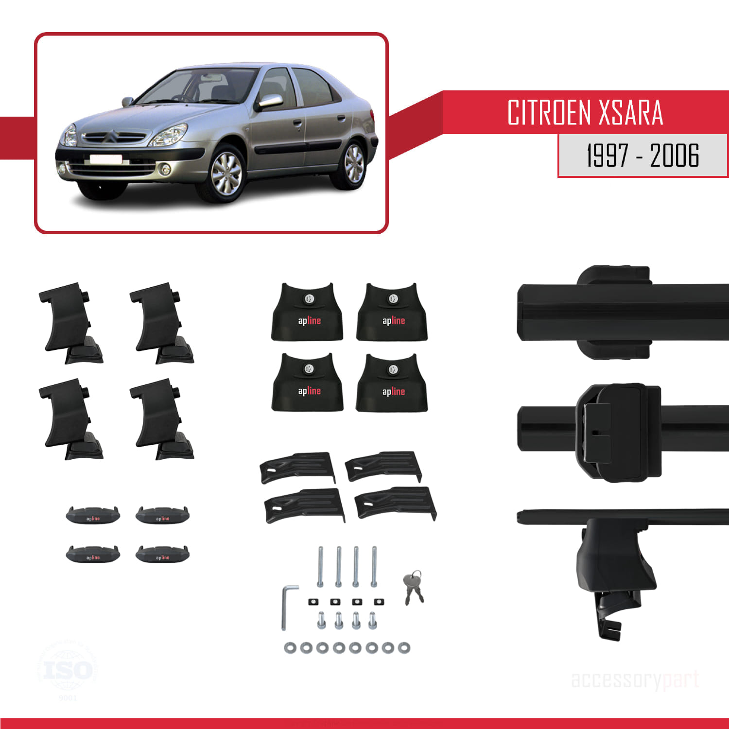 Citroen Xsara 1997-2006 Arası ile Uyumlu ACE-4 Ara Atkı Tavan Barı Siyah 2 Adet - Görsel 5