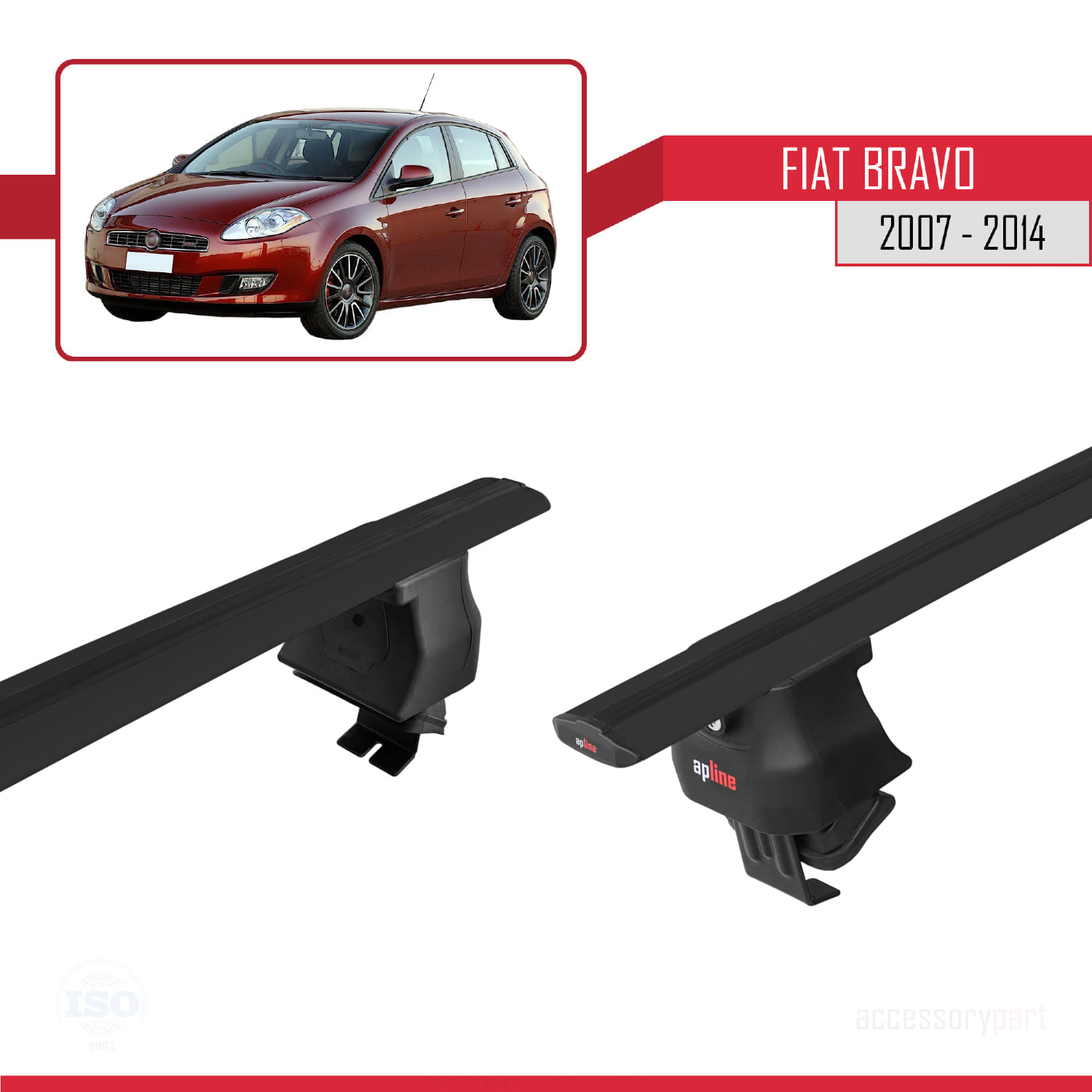 Fiat Bravo (198) 2007-2014 Arası ile Uyumlu ACE-4 Ara Atkı Tavan Barı Siyah 2 Adet - Görsel 4