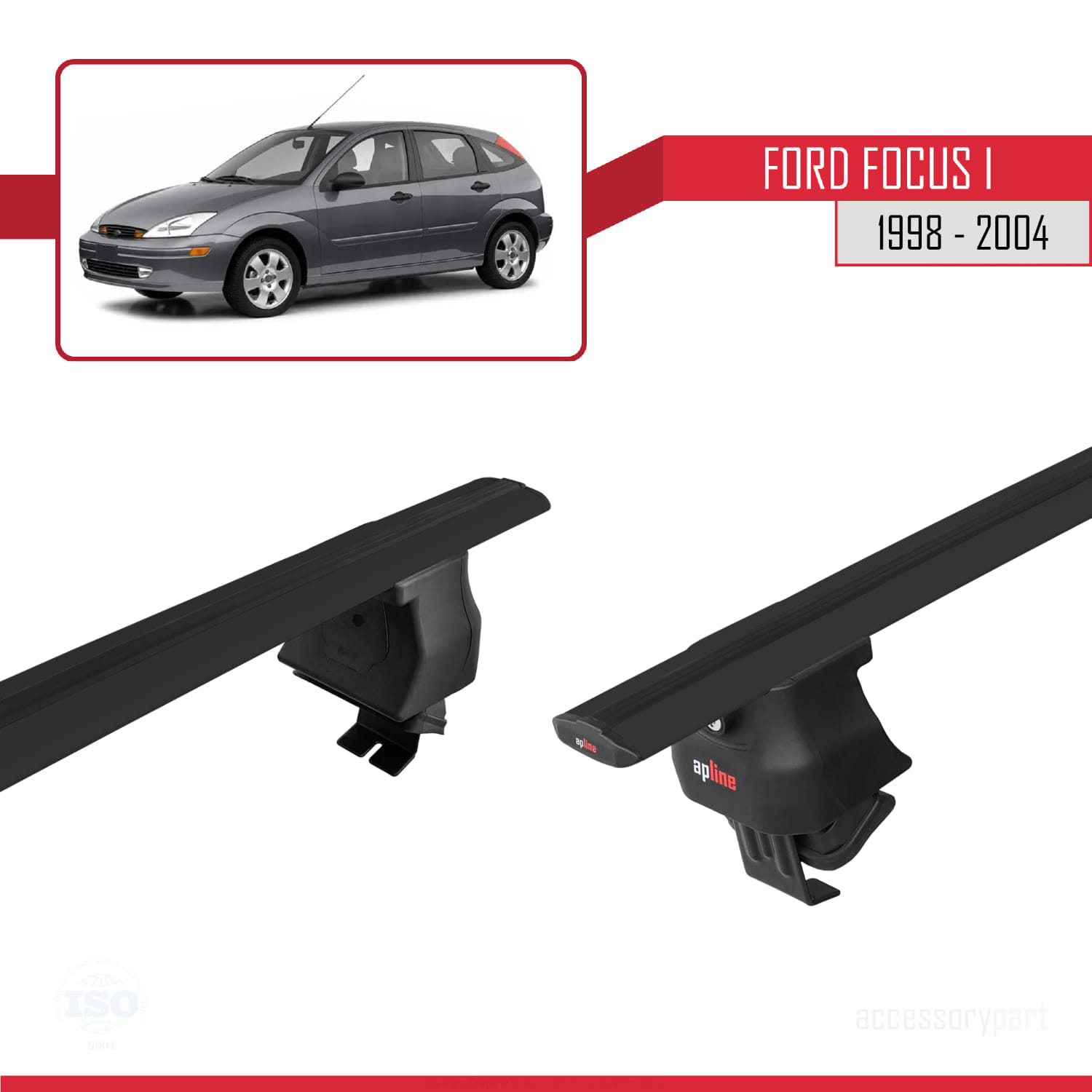Ford Focus (C170) 1998-2004 Arası ile Uyumlu ACE-4 Ara Atkı Tavan Barı Siyah 2 Adet - Görsel 4