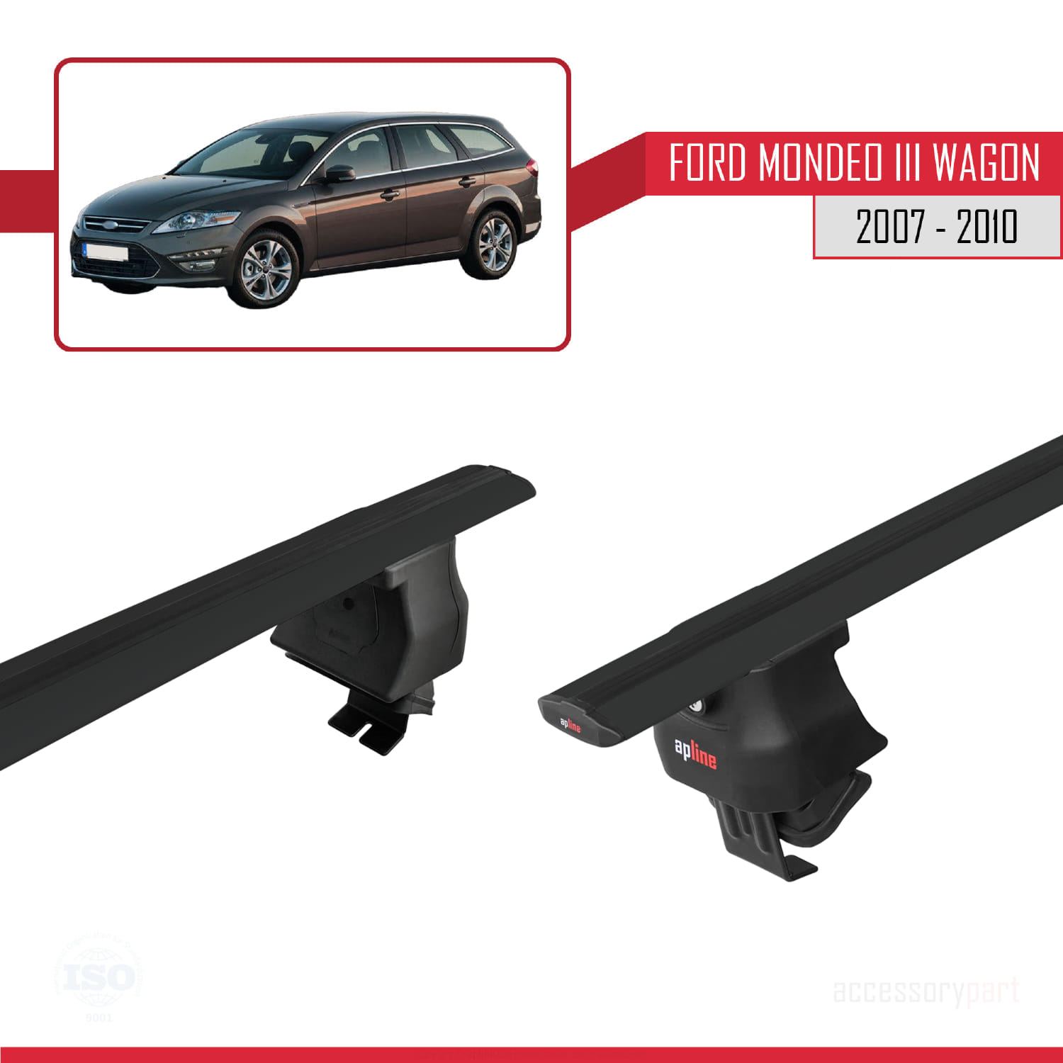 Ford Mondeo 3 (CD345) SW Pre-Facelift 2007-2010 Arası ile Uyumlu ACE-4 Ara Atkı Tavan Barı Siyah 2 Adet - Görsel 4
