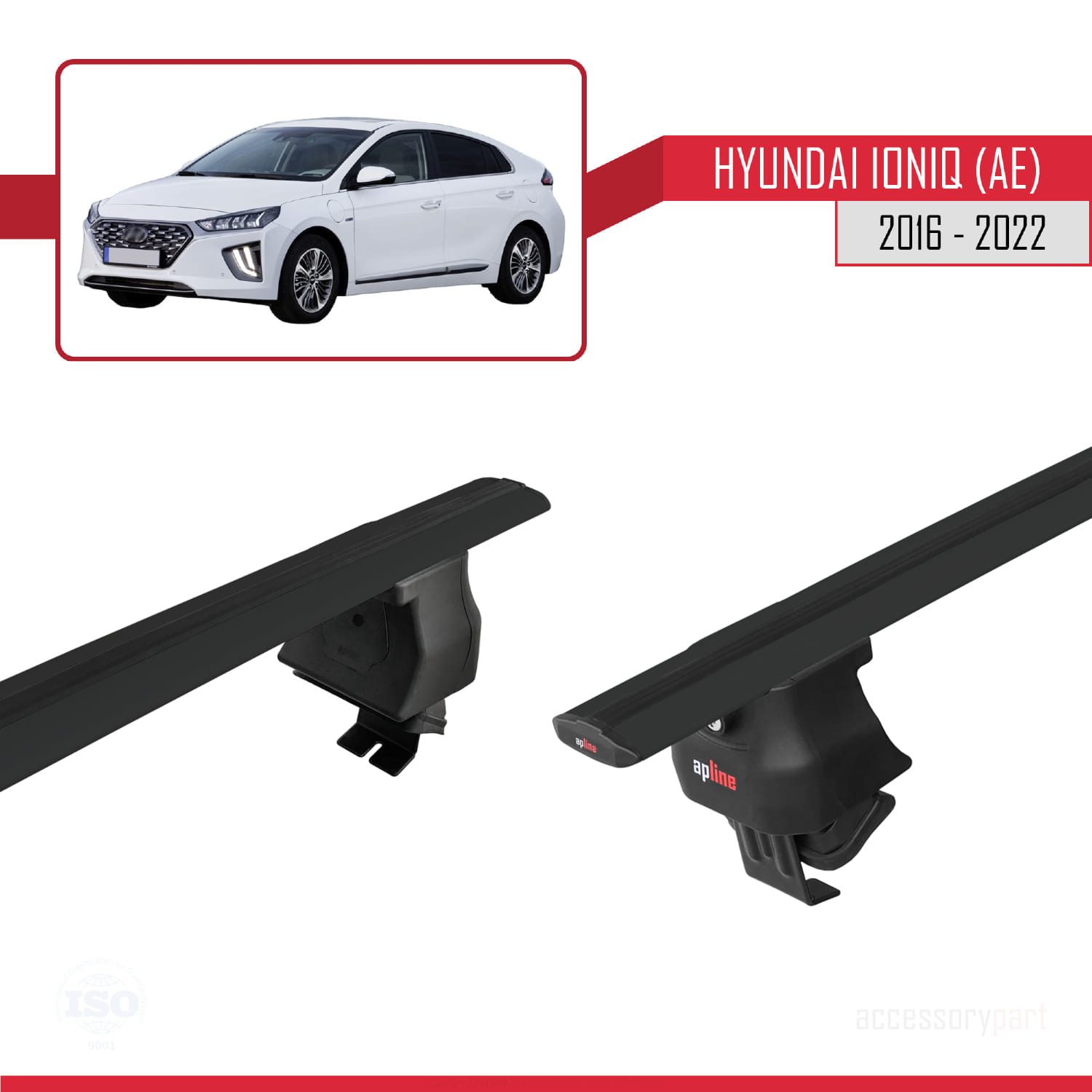 Hyundai Ioniq (AE) 2016-2022 Arası ile Uyumlu ACE-4 Ara Atkı Tavan Barı Siyah 2 Adet - Görsel 4