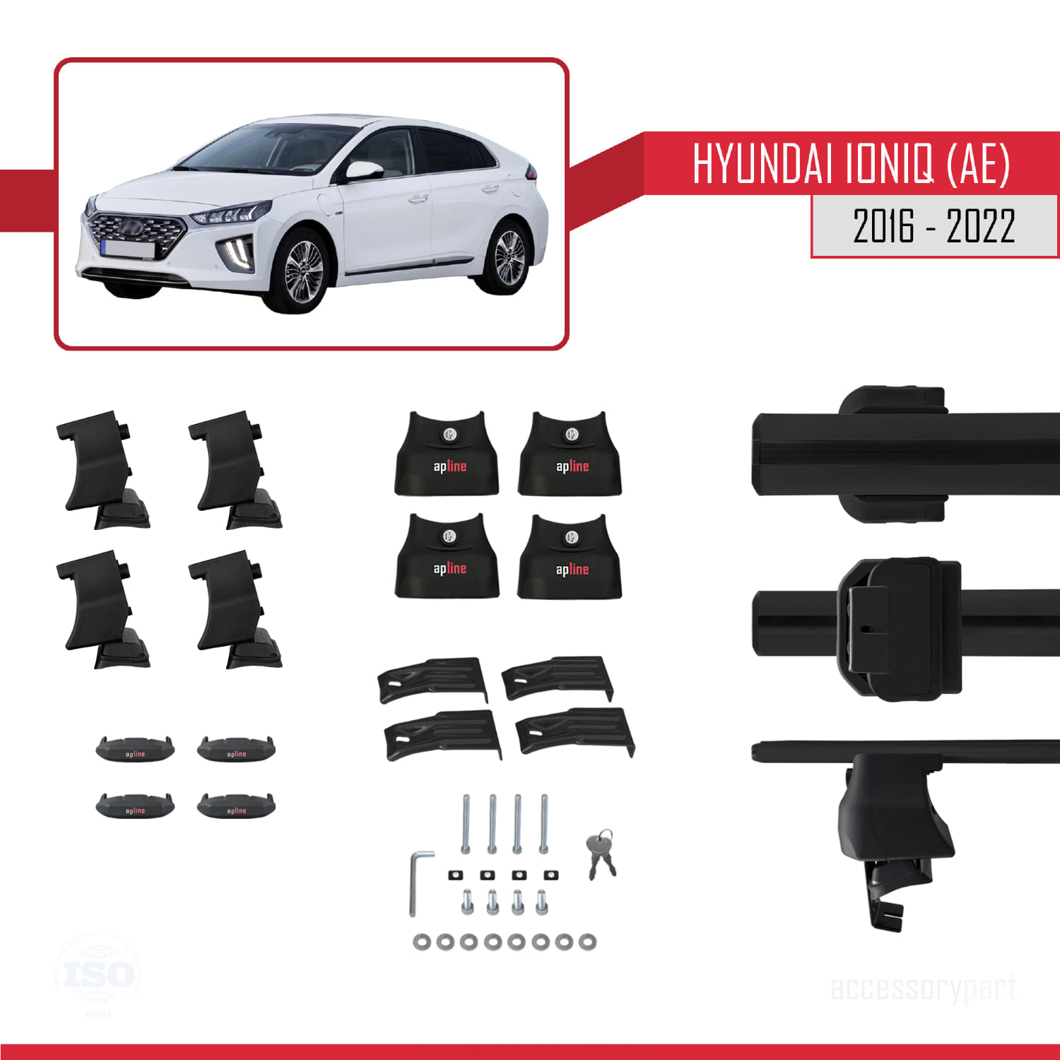 Hyundai Ioniq (AE) 2016-2022 Arası ile Uyumlu ACE-4 Ara Atkı Tavan Barı Siyah 2 Adet - Görsel 5
