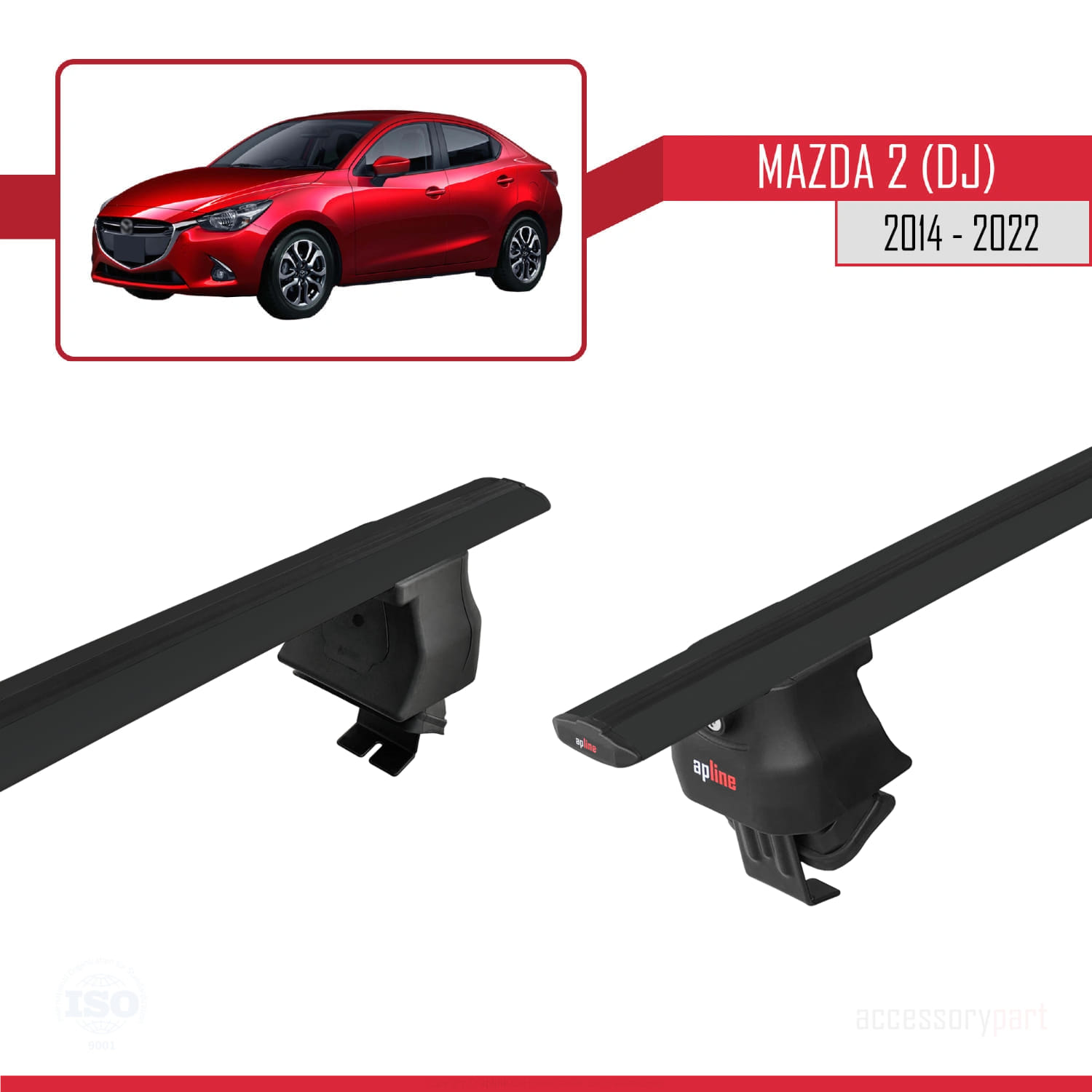 Mazda 2 (DJ) HB 2014-2022 Arası ile Uyumlu ACE-4 Ara Atkı Tavan Barı Siyah 2 Adet - Görsel 4