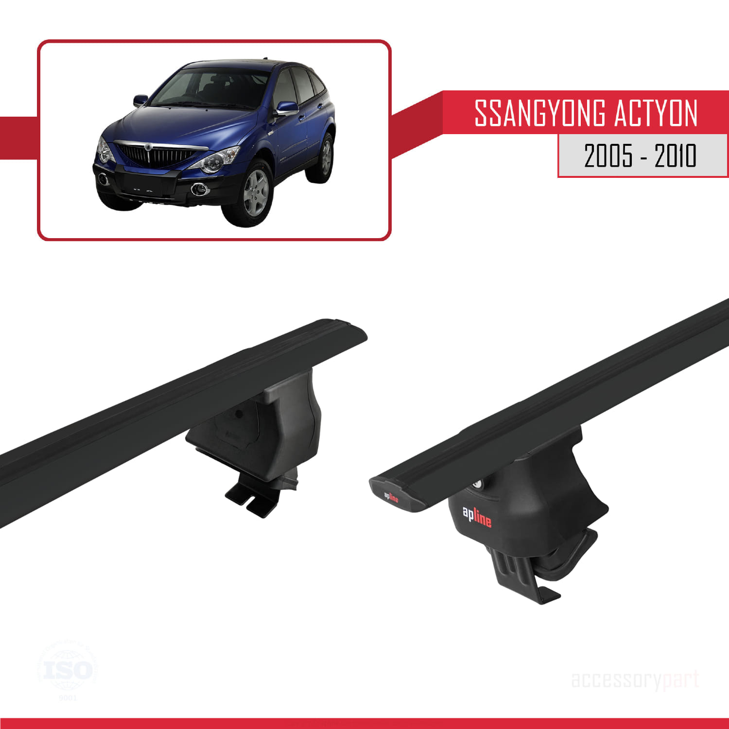Ssangyong Actyon 2005-2010 Arası ile Uyumlu ACE-4 Ara Atkı Tavan Barı Siyah 2 Adet - Görsel 4