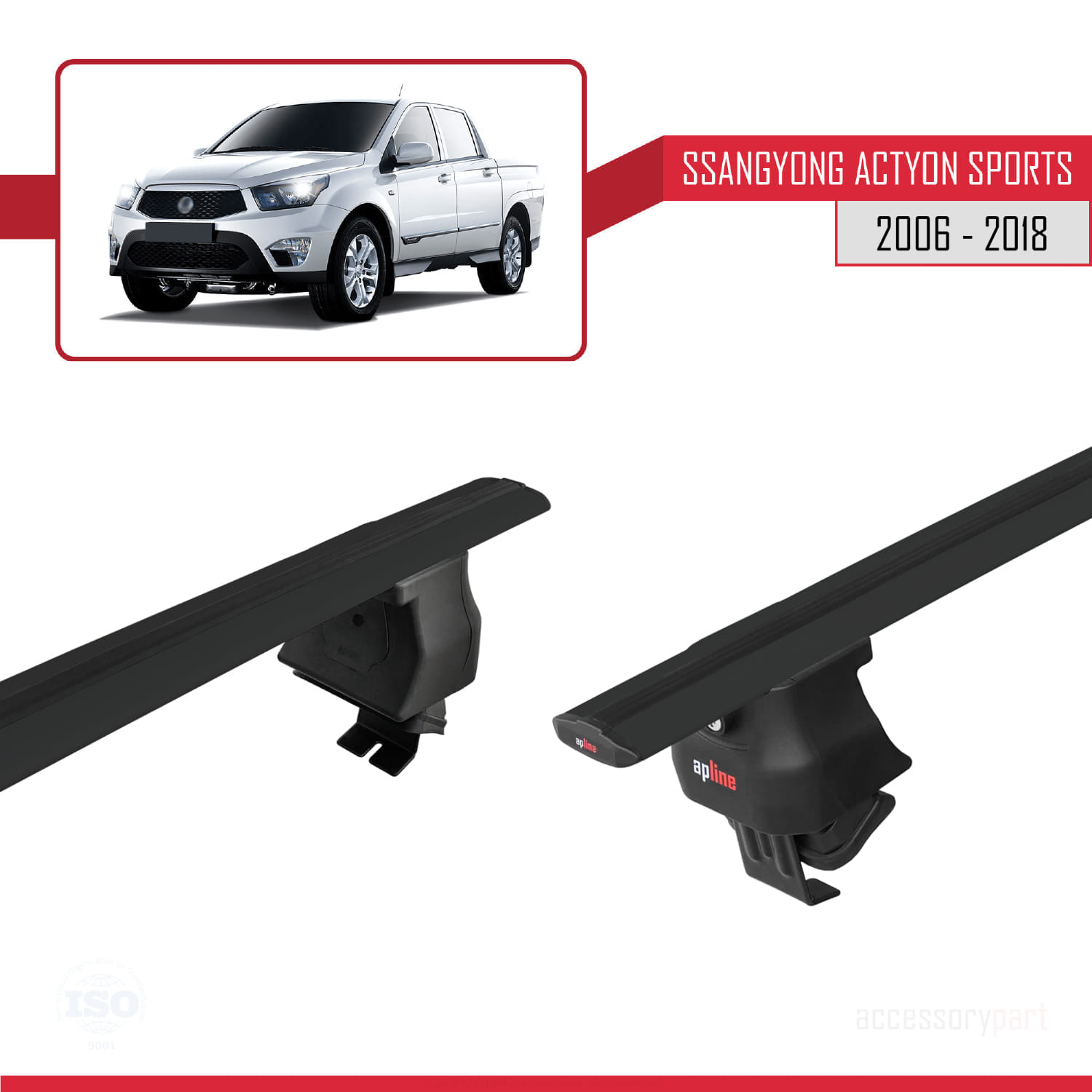Ssangyong Actyon Sports 2006-2018 Arası ile Uyumlu ACE-4 Ara Atkı Tavan Barı Siyah 2 Adet - Görsel 4